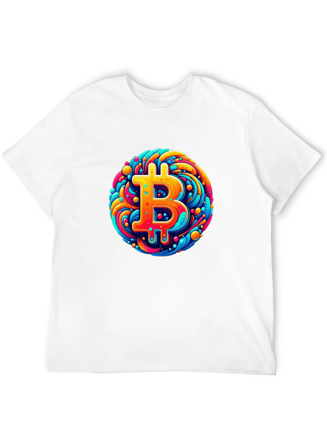 Black Bitcoin Art T-Shirt - Crypto Swirl Design view 12