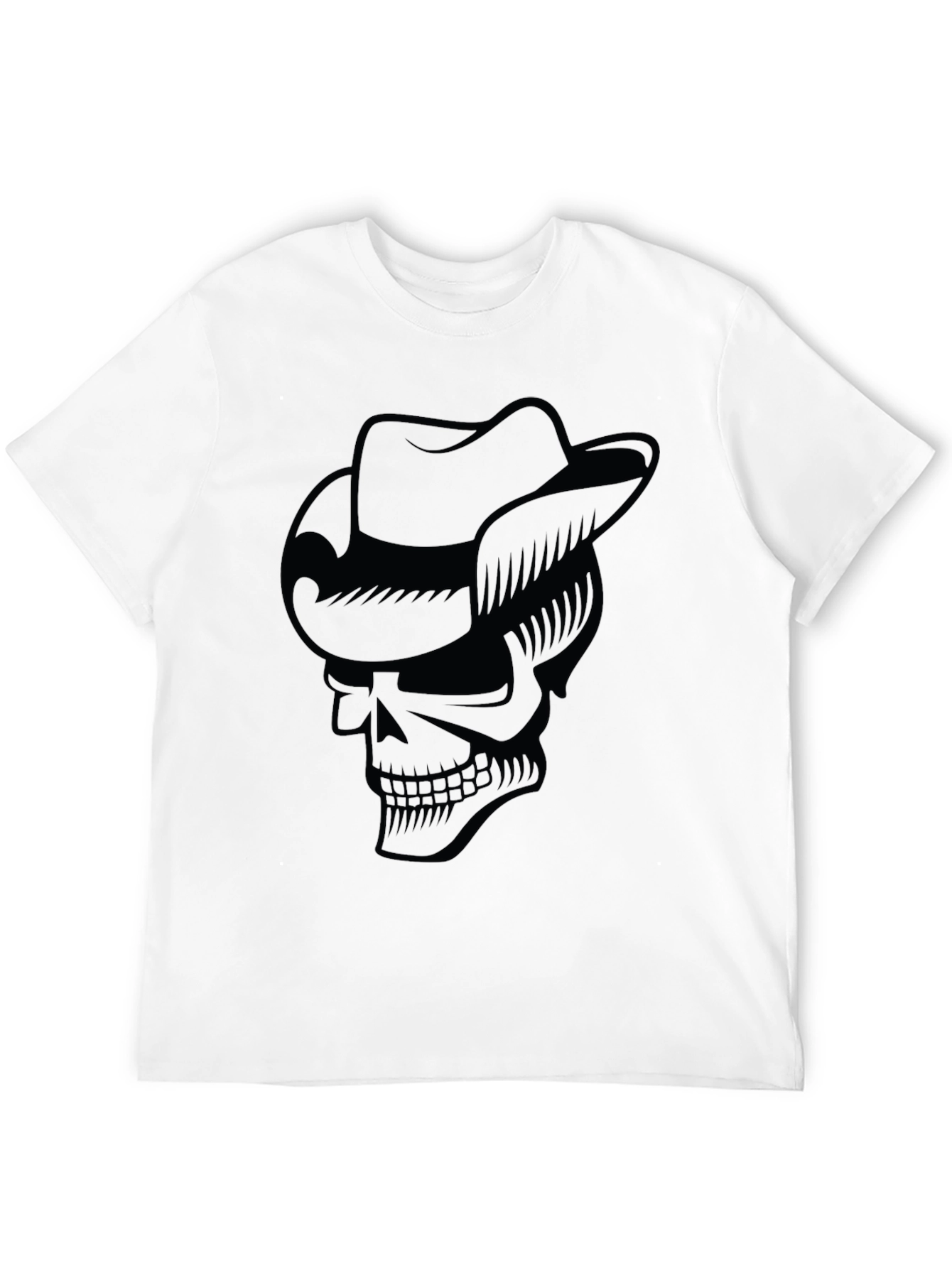Black Skull Cowboy Hat Graphic T-Shirt - Cool Casual Tee view 12