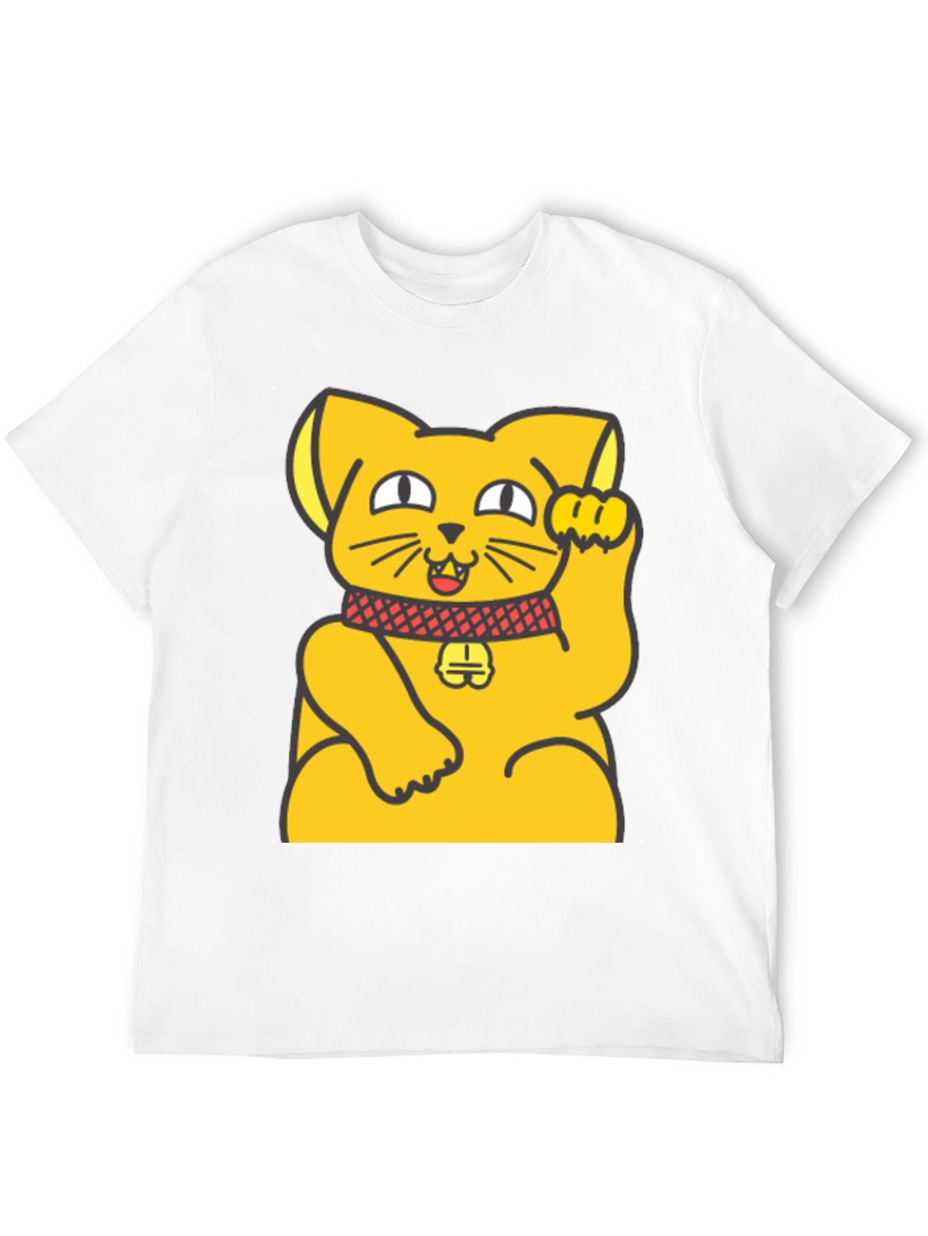 Black Lucky Cat Graphic T-Shirt - Unisex Black Cotton Tee view 12