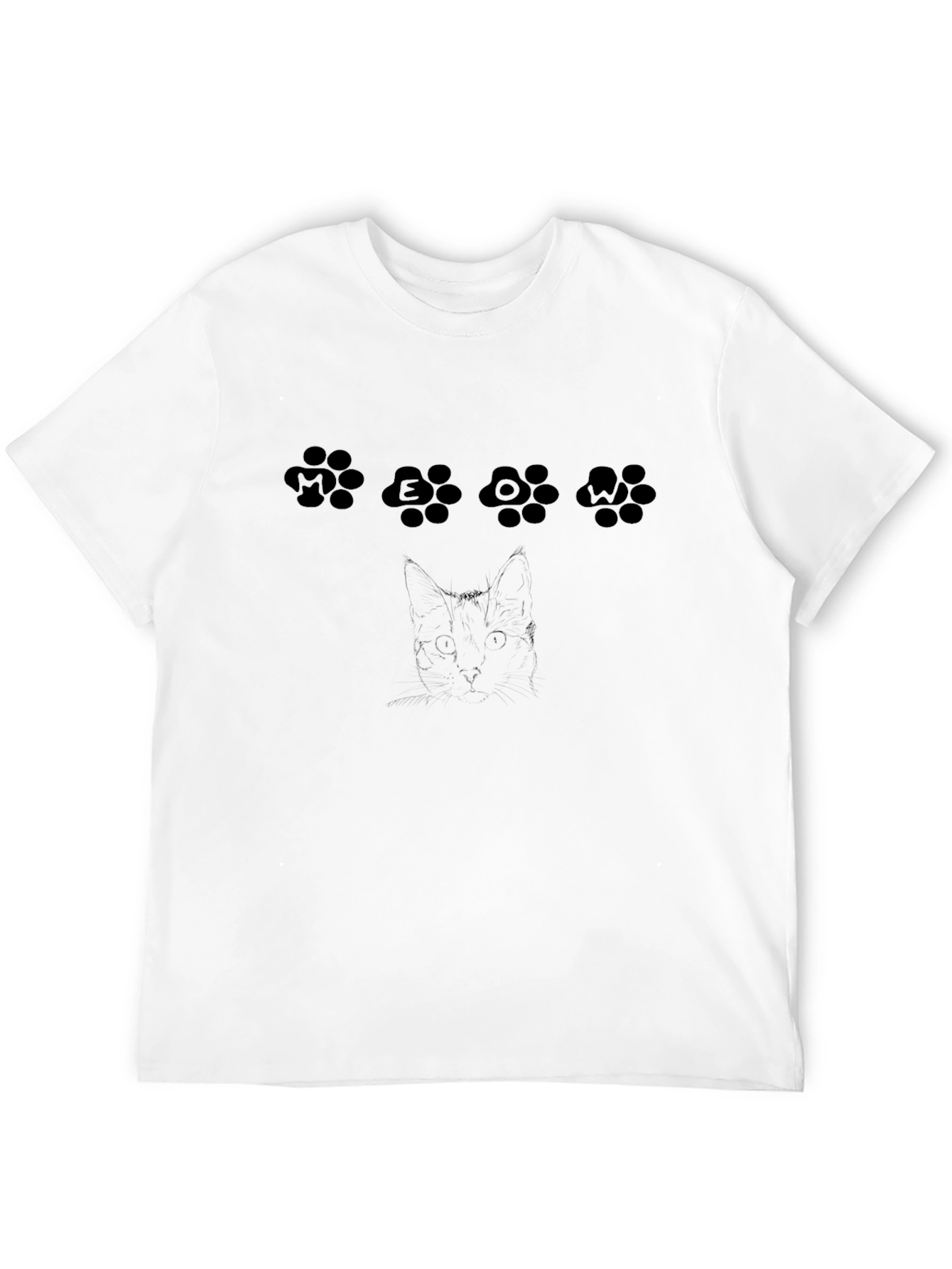 Black MEOW Cat Paw Print Graphic Tee - Black view 12