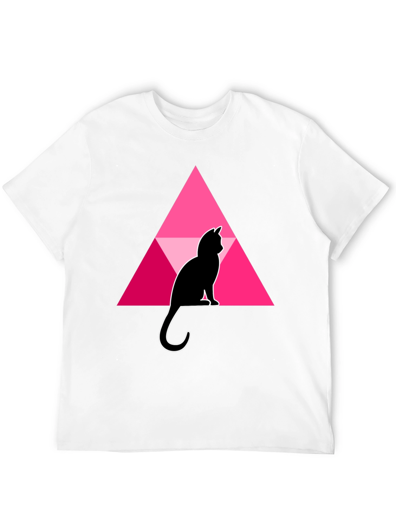 Black Cat and Triangle Graphic Black T-Shirt view 12