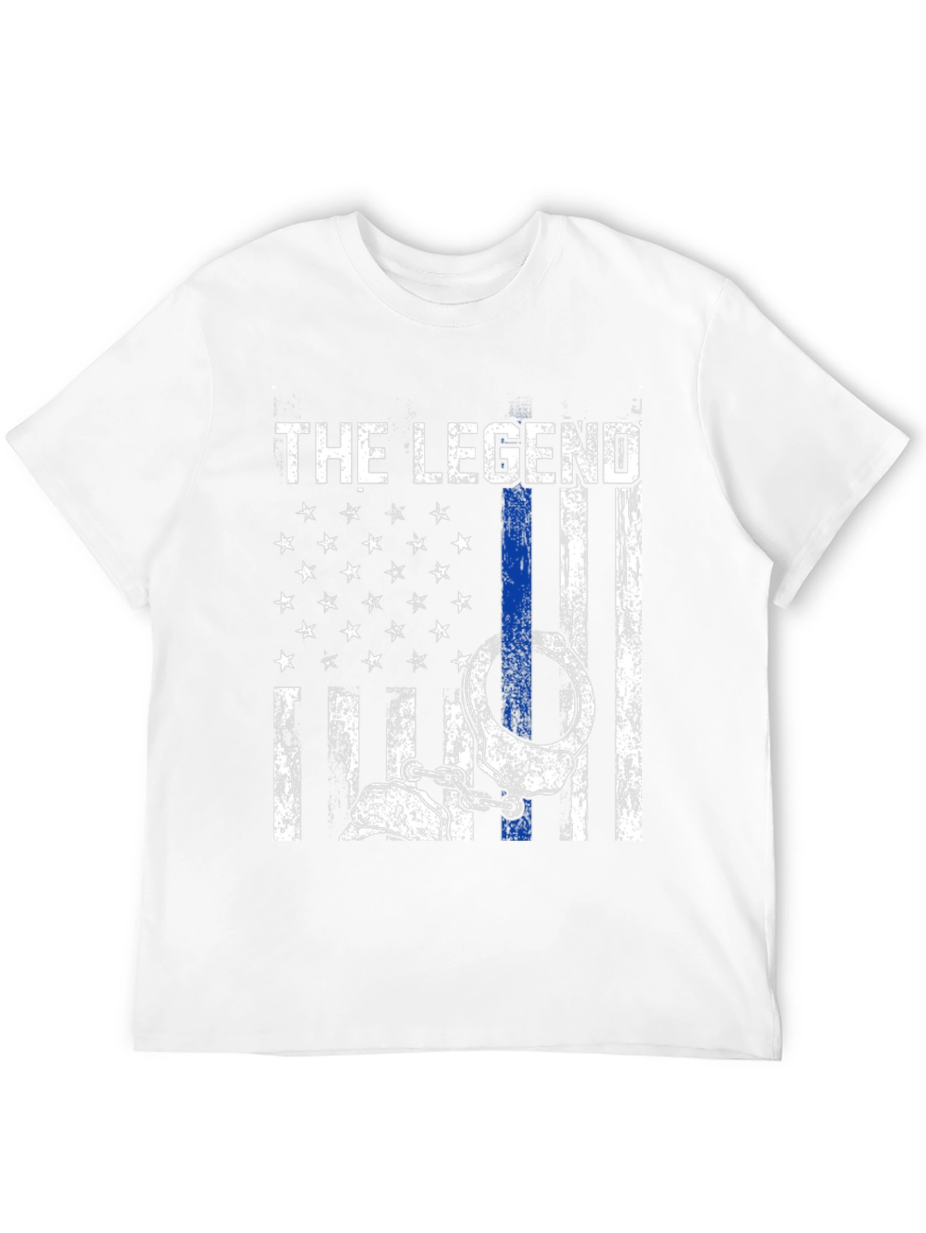 Black The Legend Police Flag T-Shirt view 12