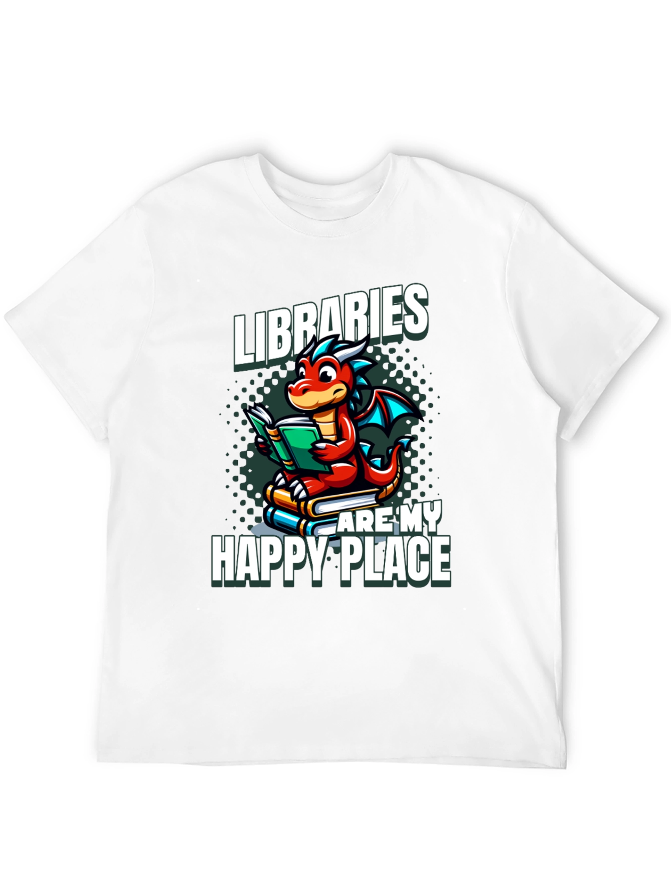 Black Libraries Are My Happy Place Dragon Reading Book T-Shirt view 12