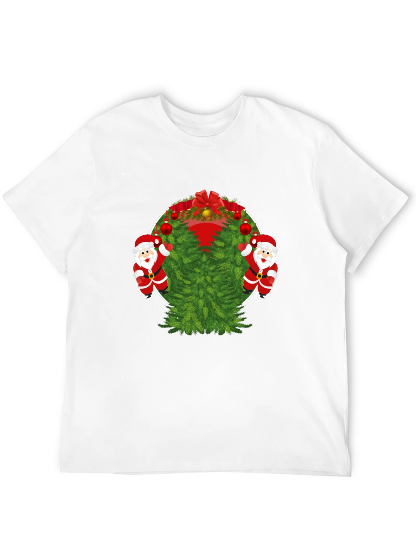 Black Festive Christmas Tree & Santa T-Shirt view 12