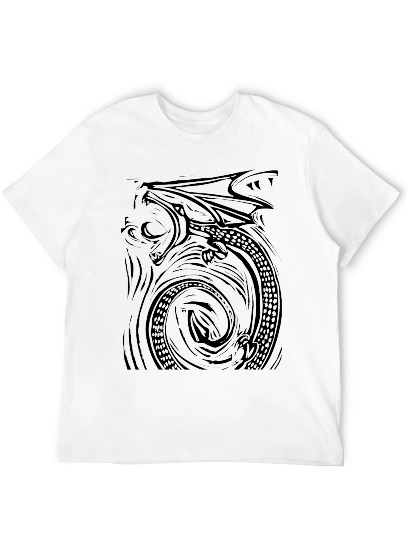 Black Men's Black Dragon Graphic T-Shirt view 12