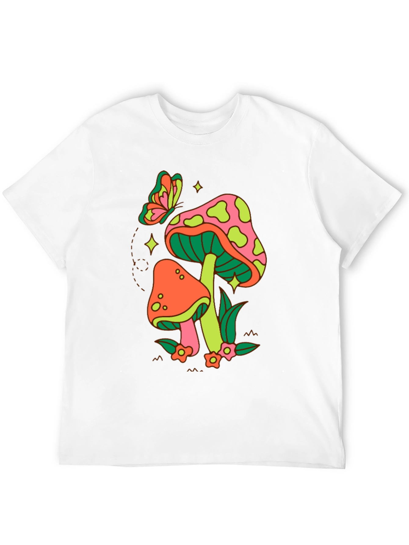 Black Groovy Mushroom & Butterfly Graphic Tee view 12