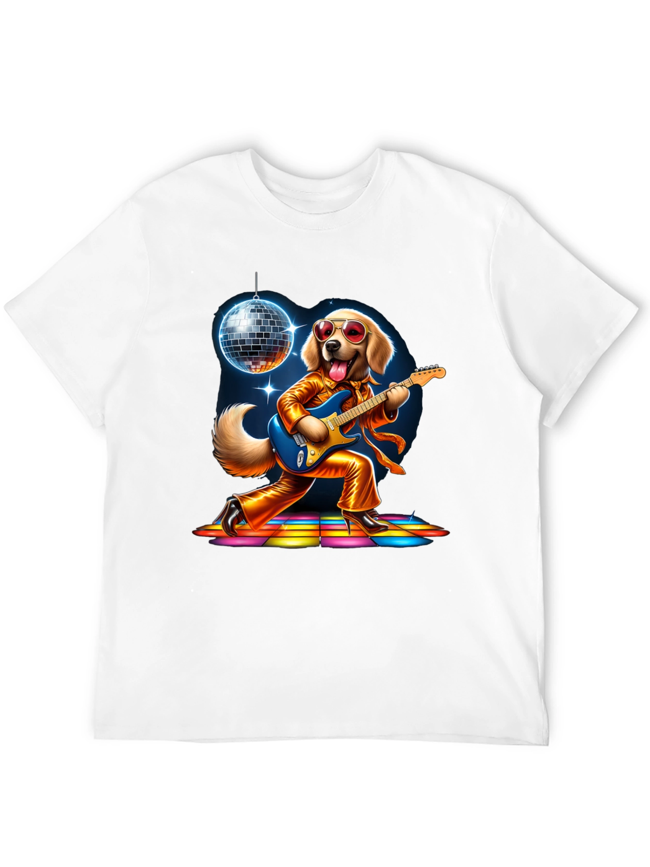 Black Retro Disco Dog T-Shirt view 12