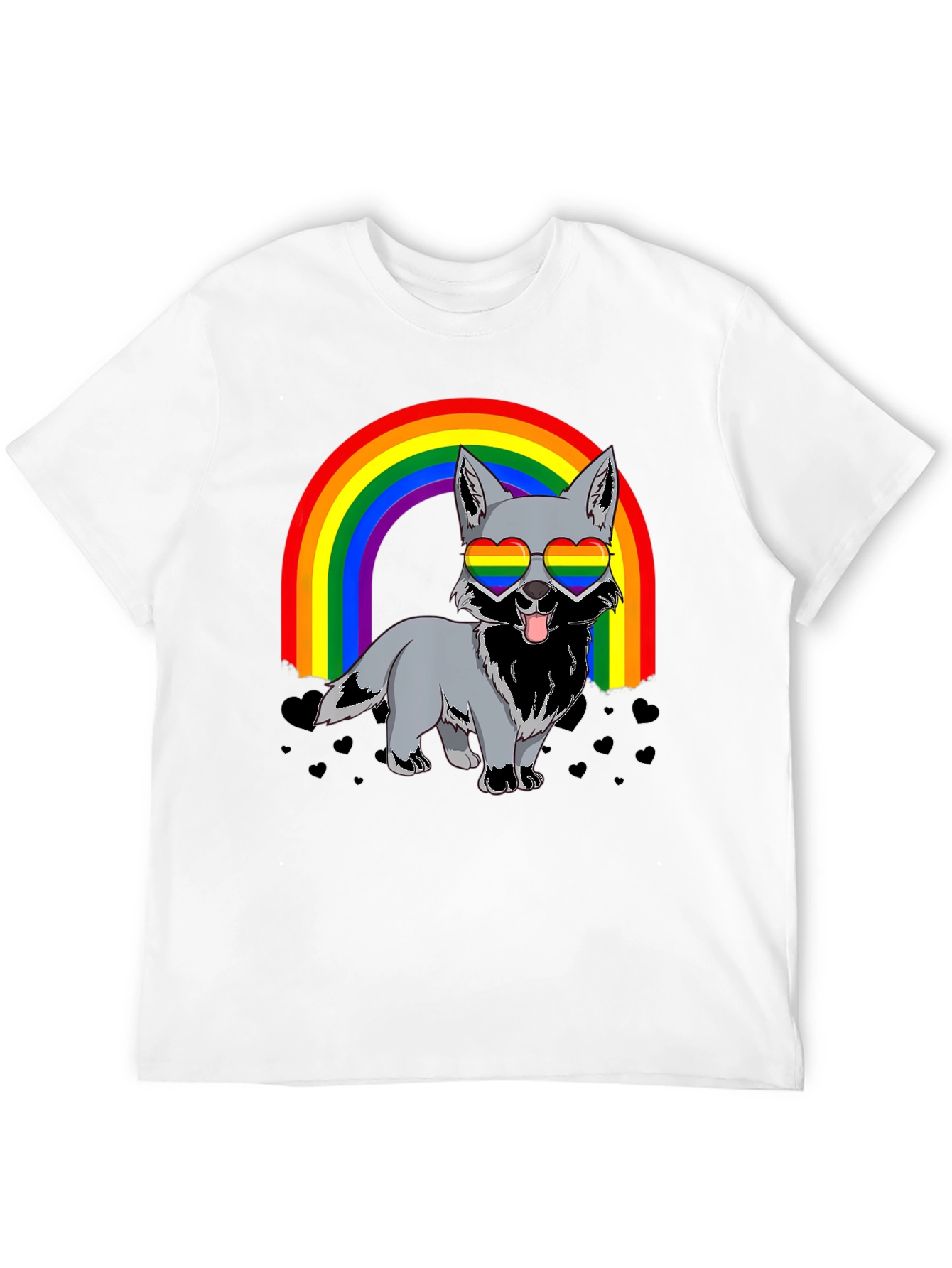 Black Rainbow Wolf Graphic T-Shirt - Pride Apparel view 12