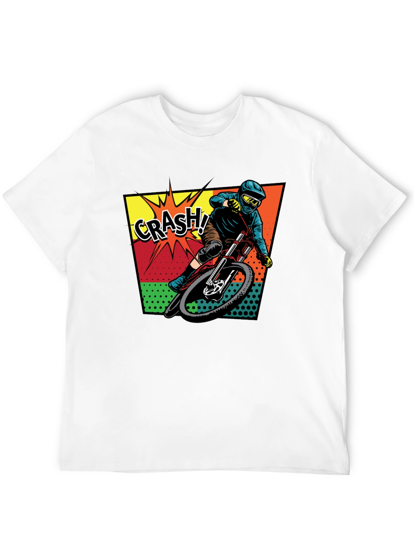 Black Men's Black Mountain Biking 'Crash!' Graphic T-Shirt view 12