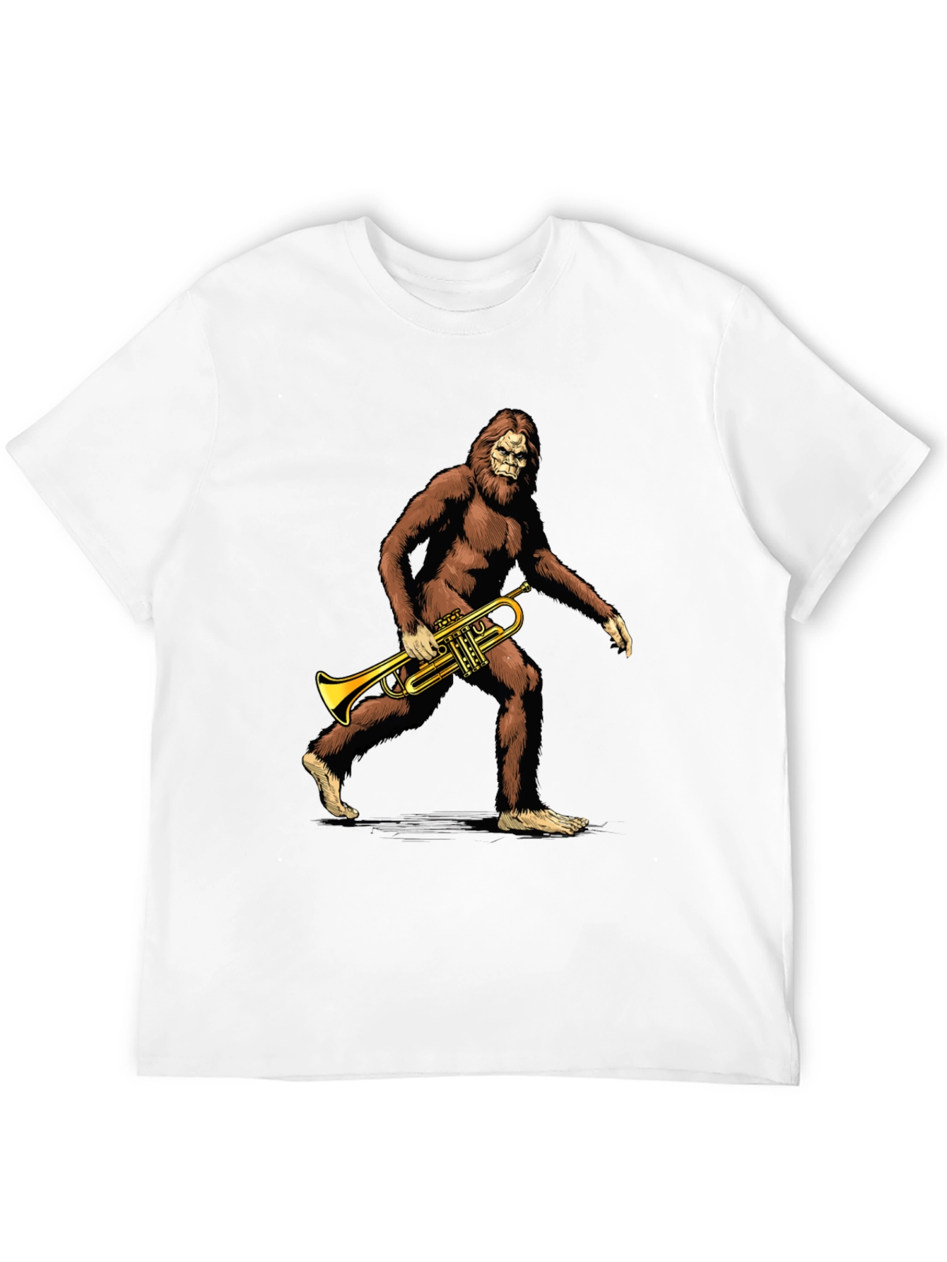 Black Bigfoot Trumpet Player Graphic T-Shirt view 12