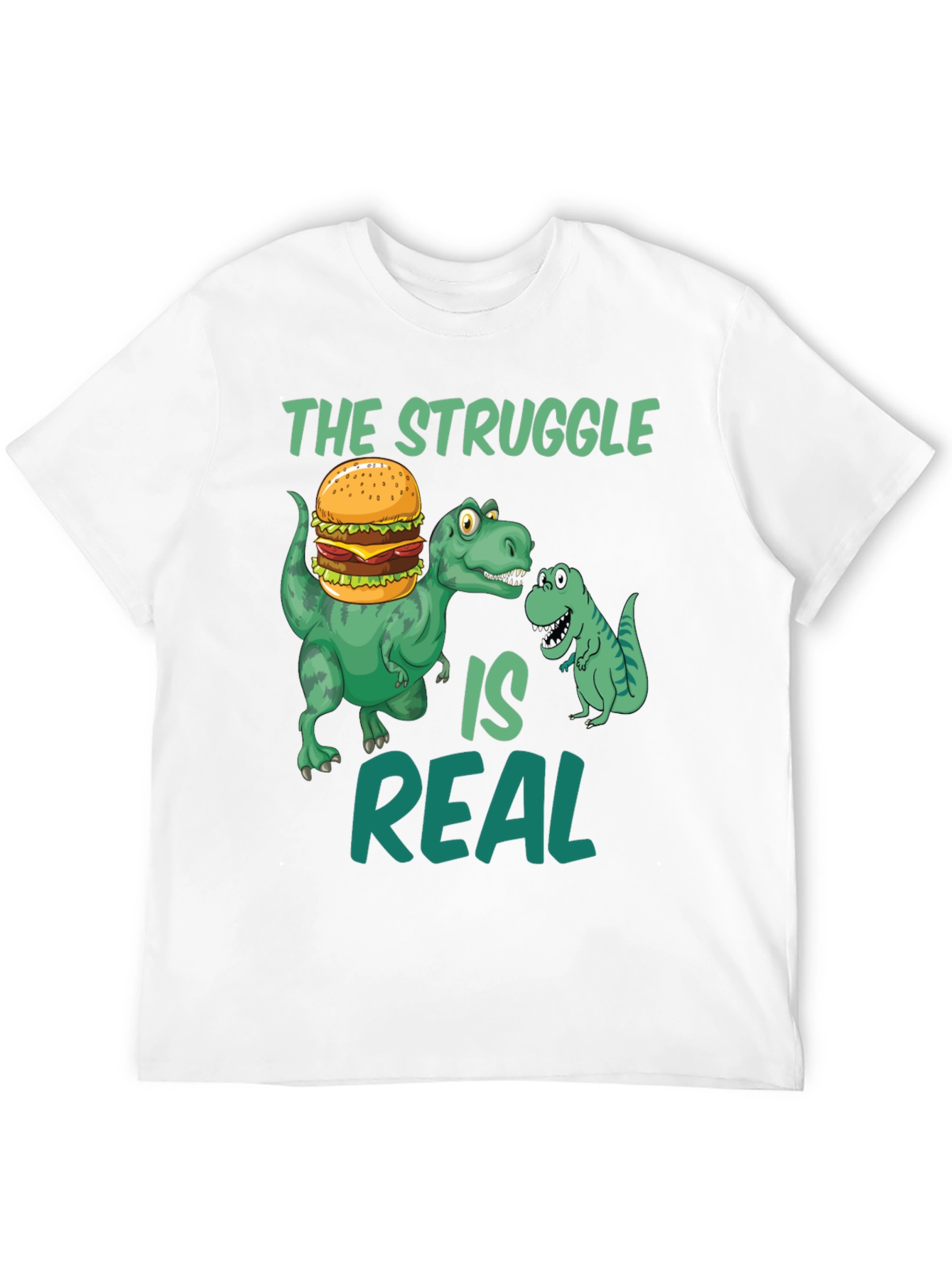 Black Dinosaur Burger T-Shirt - The Struggle Is Real Funny Tee view 12