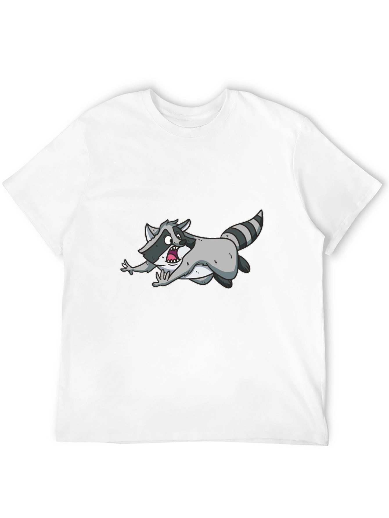 Black Funny Raccoon Cartoon Graphic Black T-Shirt view 12
