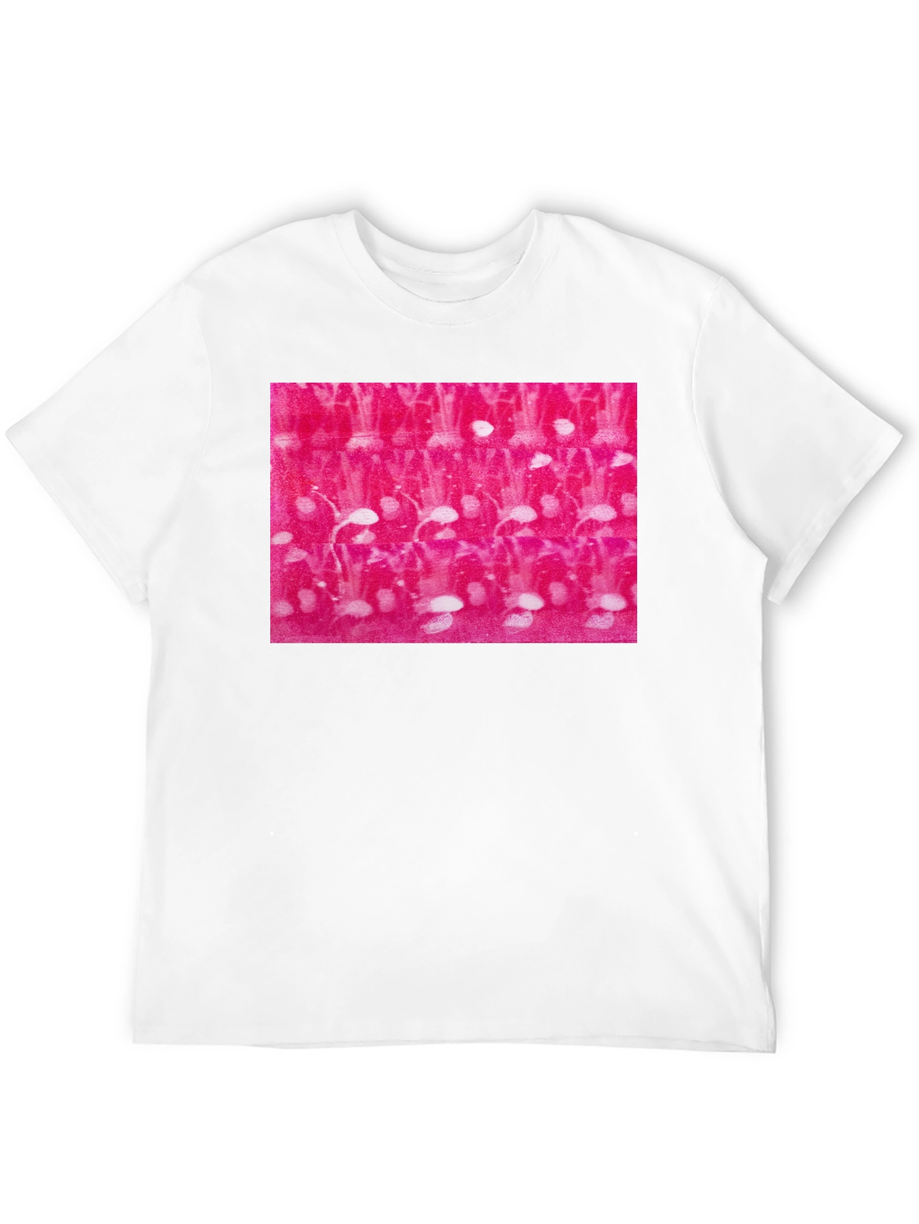 Black Abstract Pink and White Pattern Black T-Shirt view 12