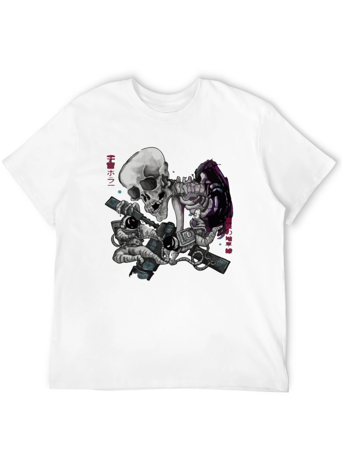 Black Skull Astronaut Black T-Shirt - Space Adventure view 12