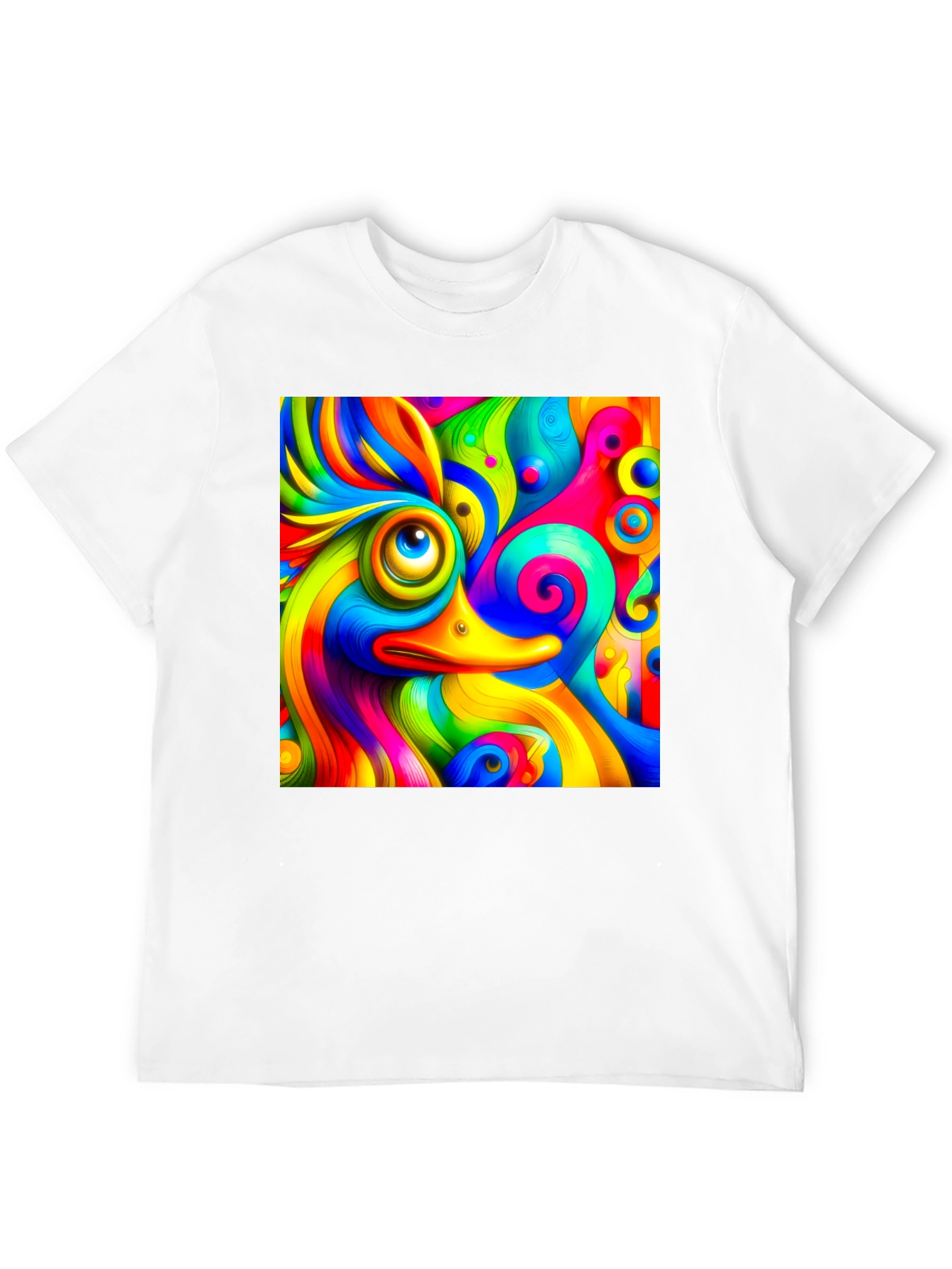 Black Psychedelic Duck Graphic Tee - Vibrant Colors view 12