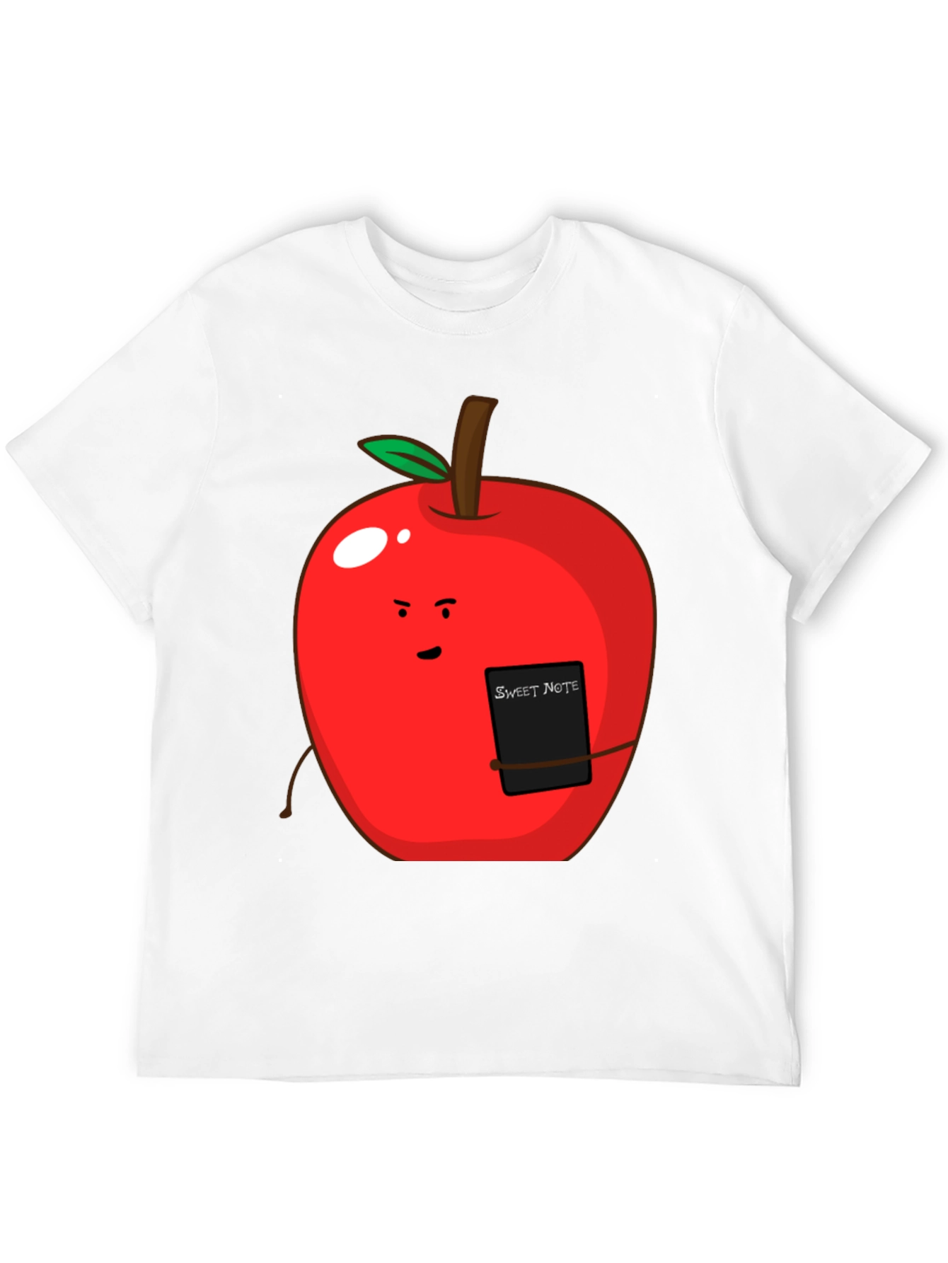 Black Sweet Note Apple Graphic Tee - Novelty Fruit Shirt view 12