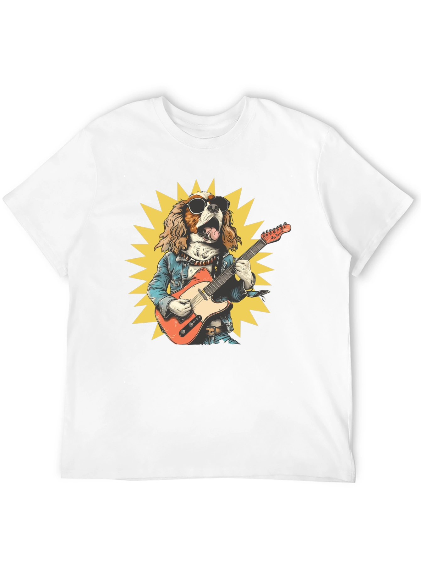 Black Dog Rocker T-Shirt: Cool Canine Guitarist view 12