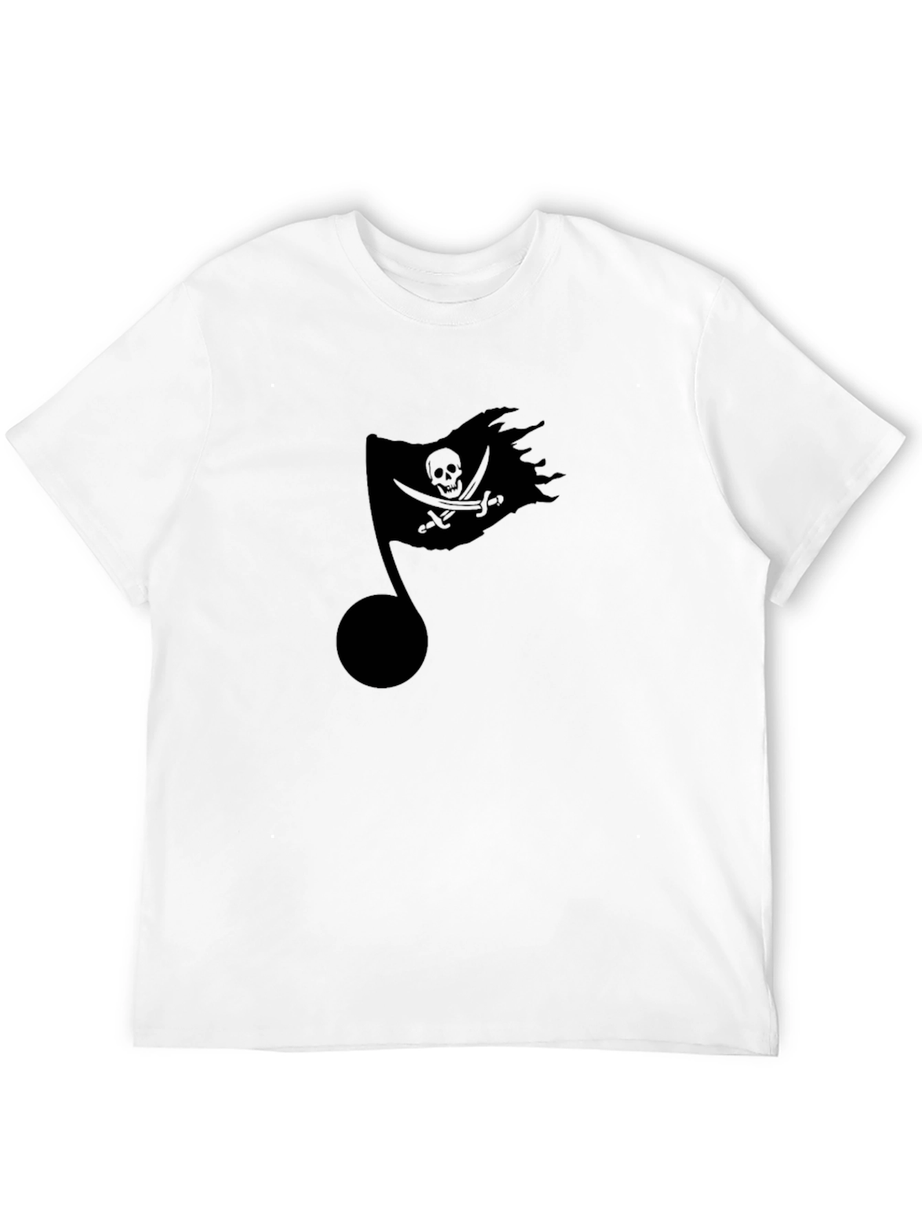 Black Pirate Flag Music Note Black T-Shirt view 12