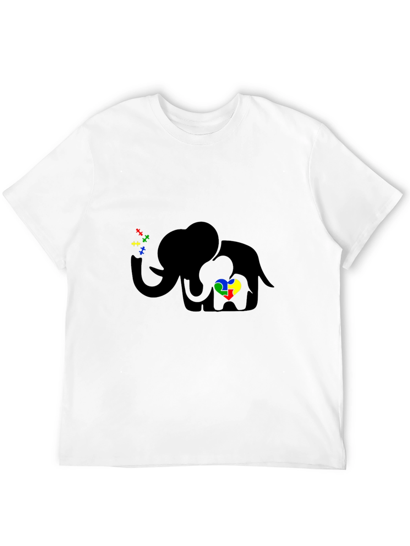 Black Autism Awareness Elephant T-Shirt view 12