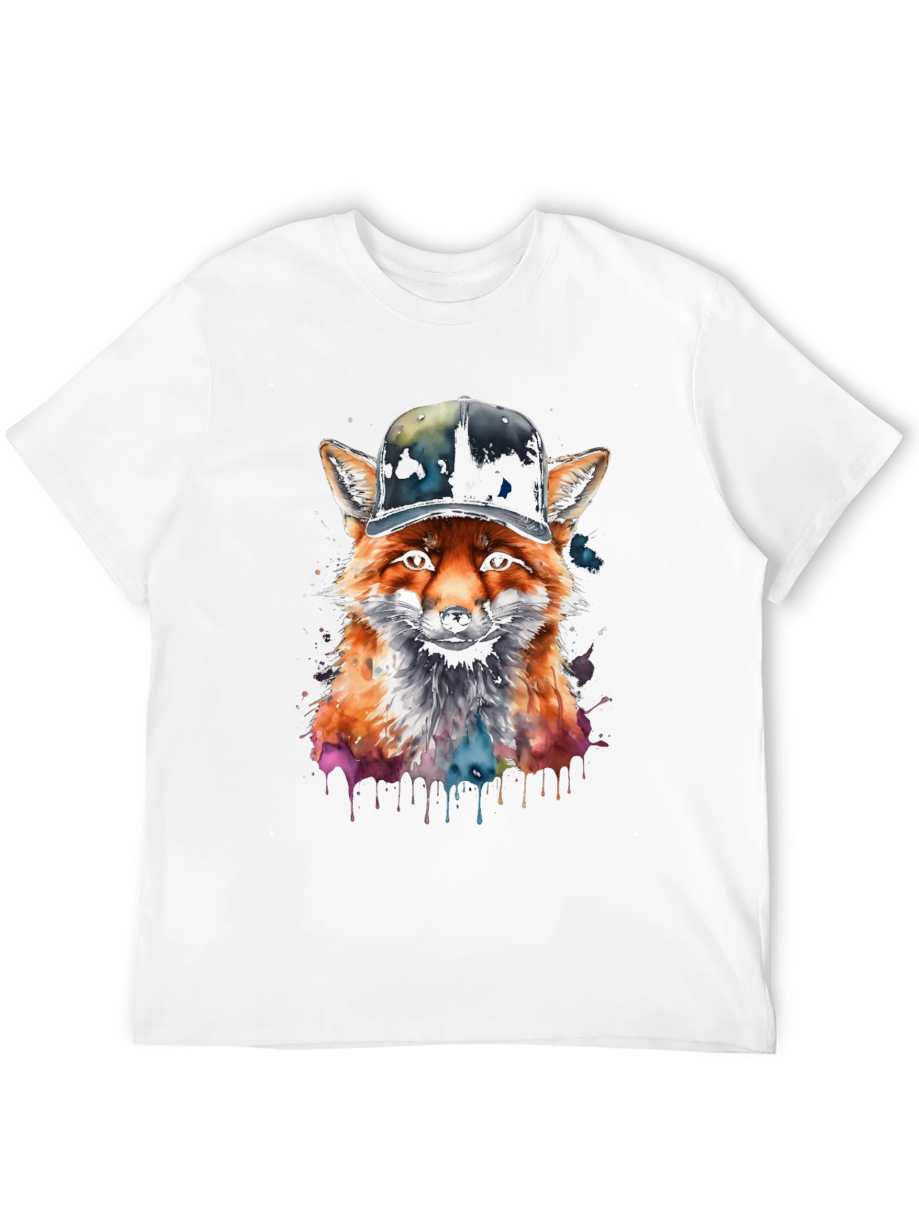 Black Fox in Hat Graphic Tee - Trendy Streetwear view 12