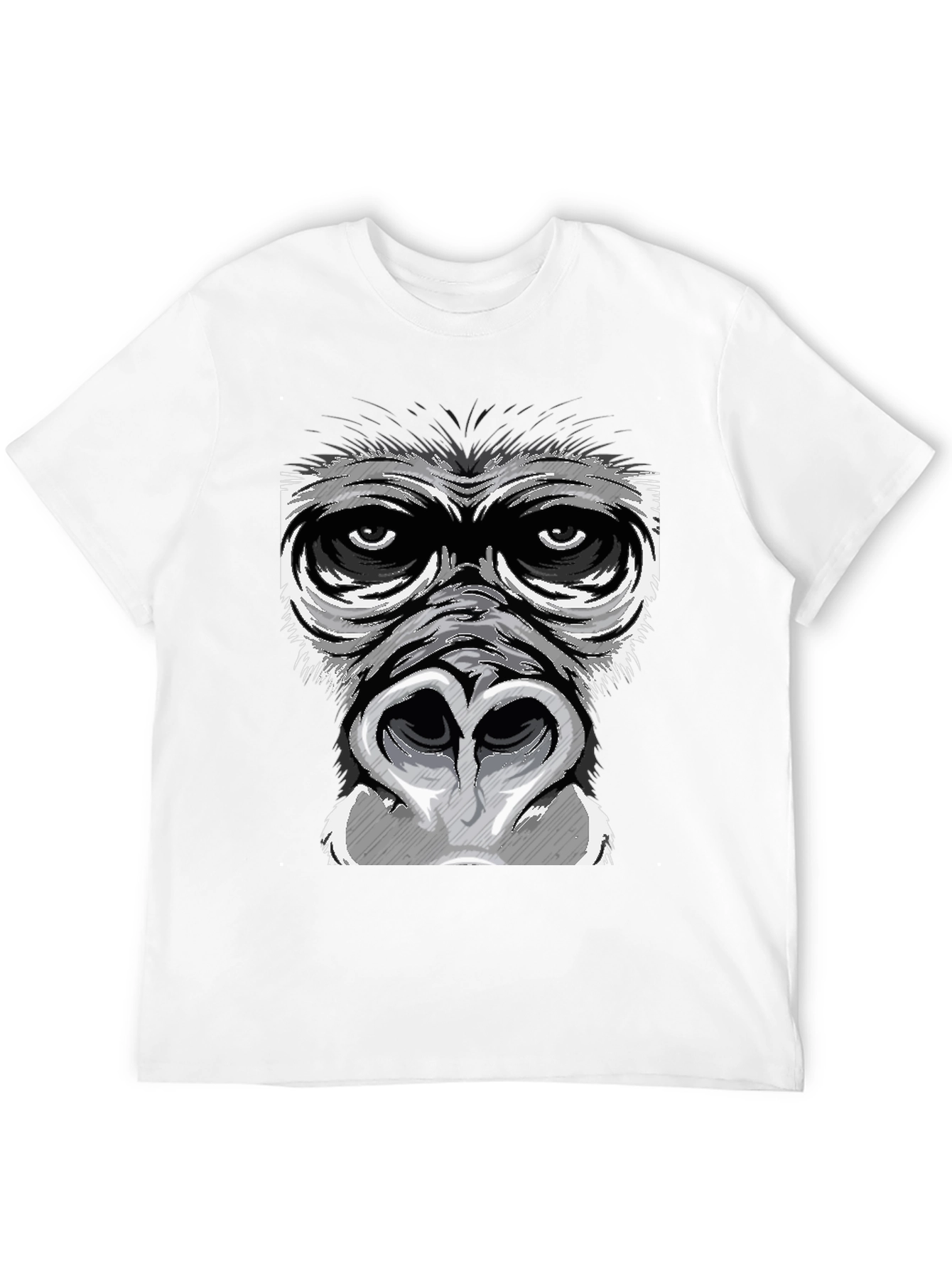 Black Gorilla Face Graphic Print Black T-Shirt view 12