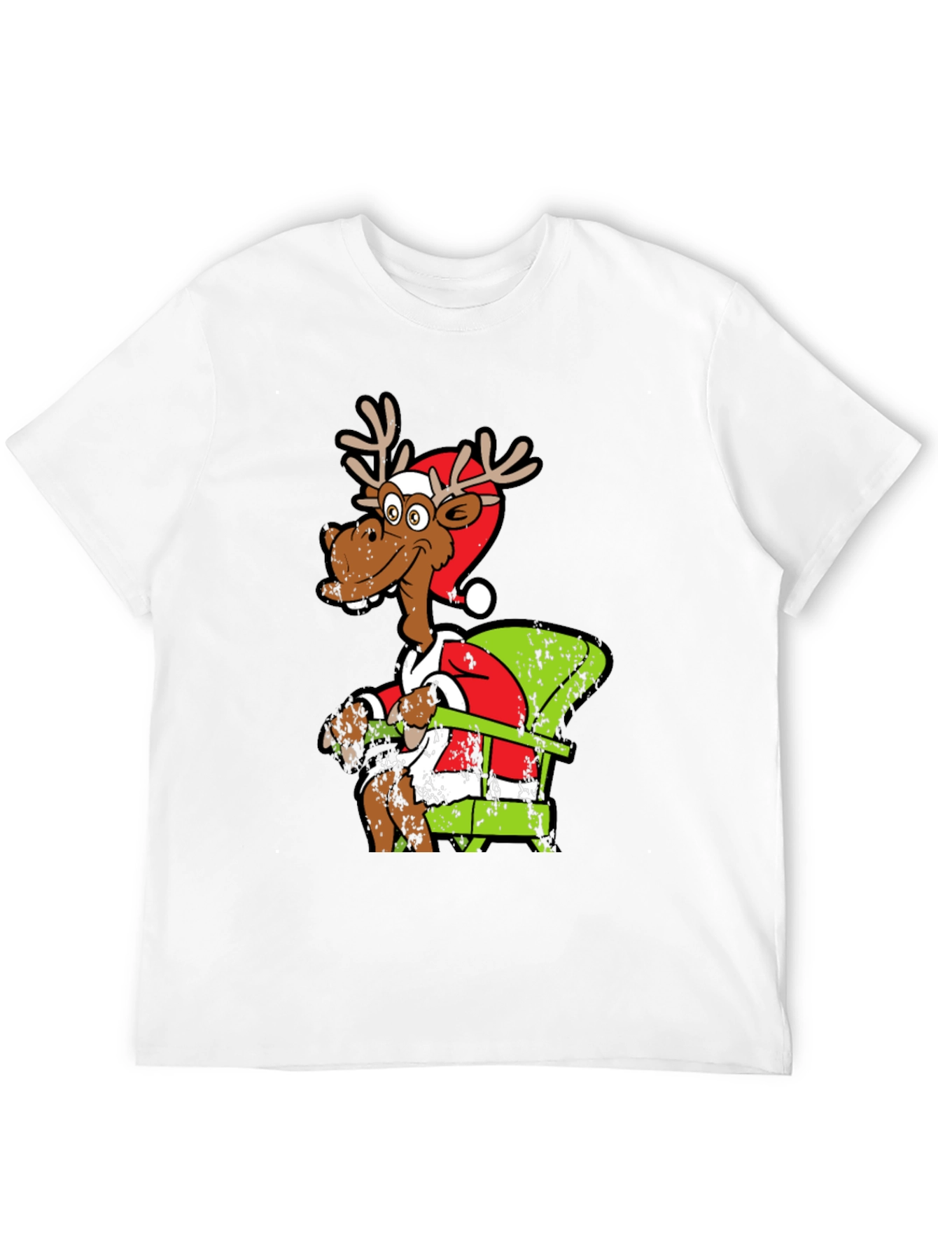 Black Funny Reindeer Santa T-Shirt view 12