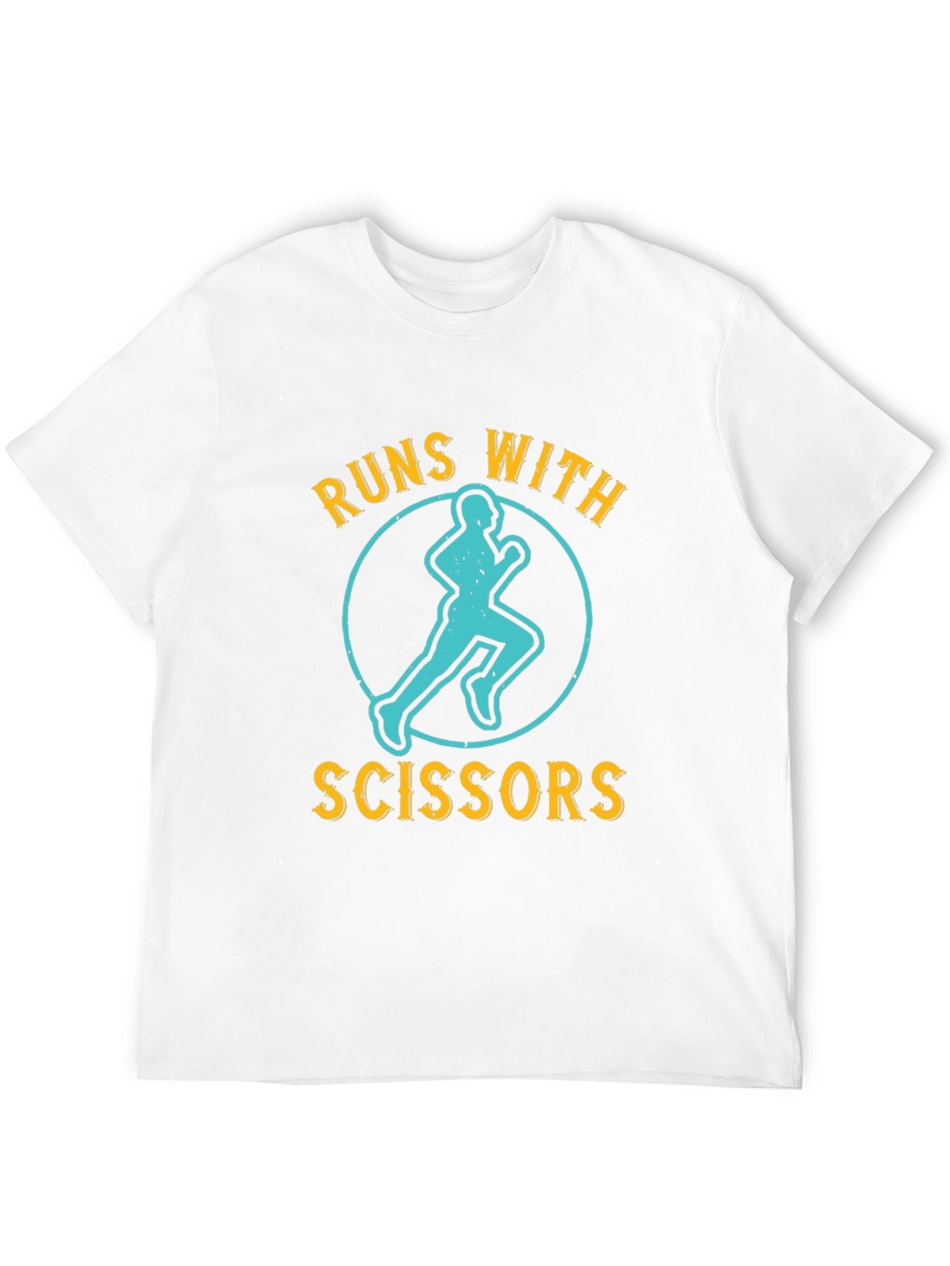 Black Runs With Scissors Graphic Tee - Funny Running T-Shirt view 12
