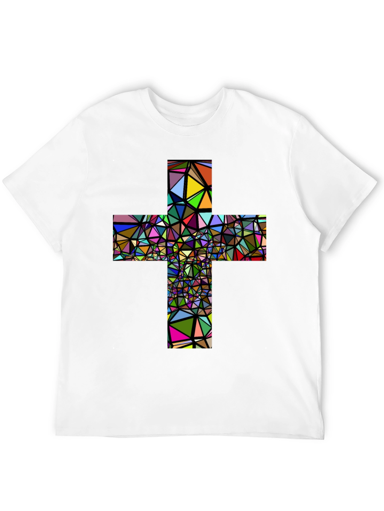 Black Geometric Cross Graphic T-Shirt - Black view 12