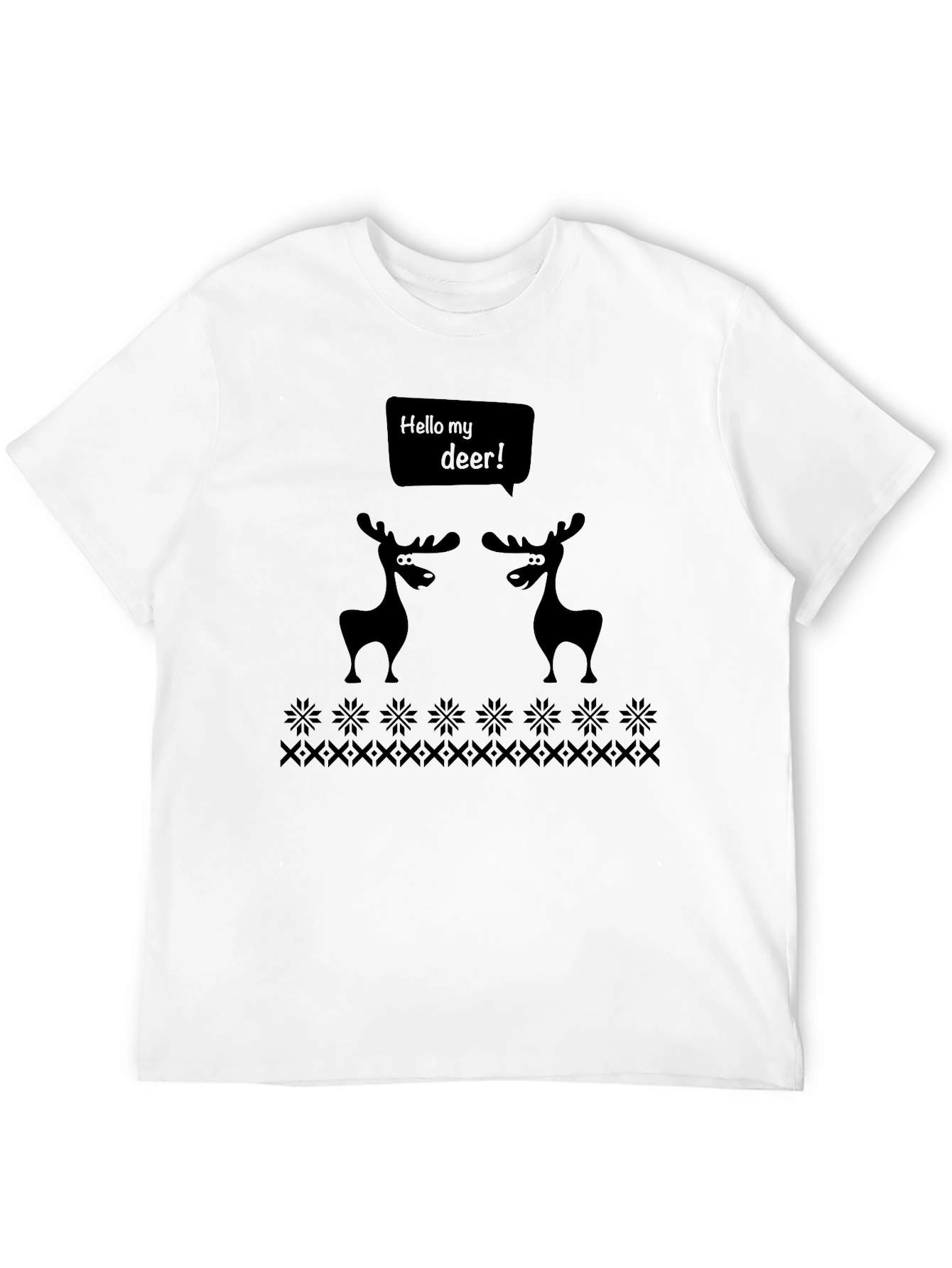 Black Hello My Deer Graphic T-Shirt - Black Crew Neck Tee view 12