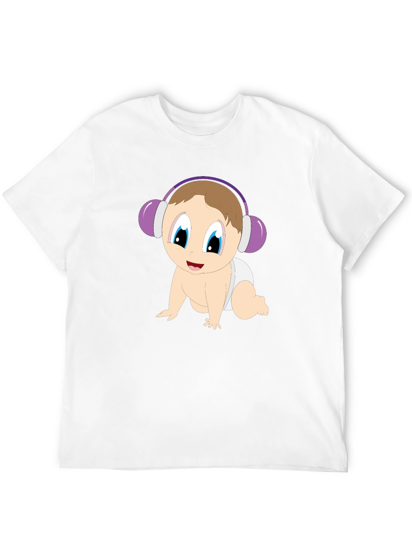 Black Baby with Headphones Black T-Shirt view 12