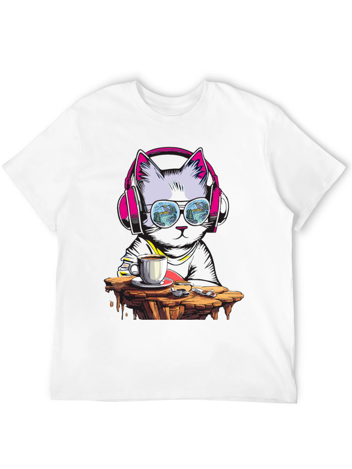 Black Cool Cat Coffee T-Shirt - DJ Kitty Tee view 12