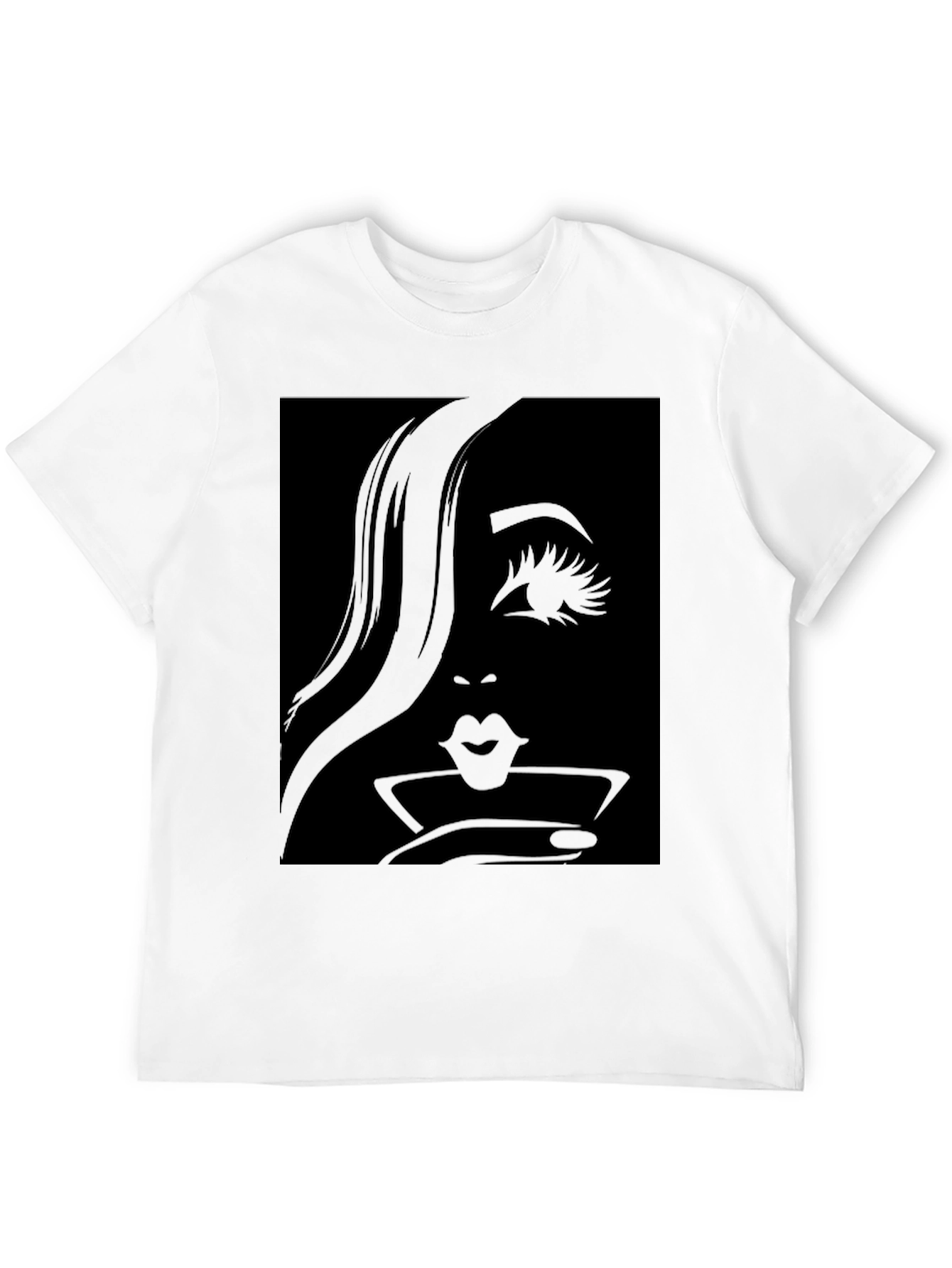 Black Silhouette Woman's Face Martini T-Shirt view 12