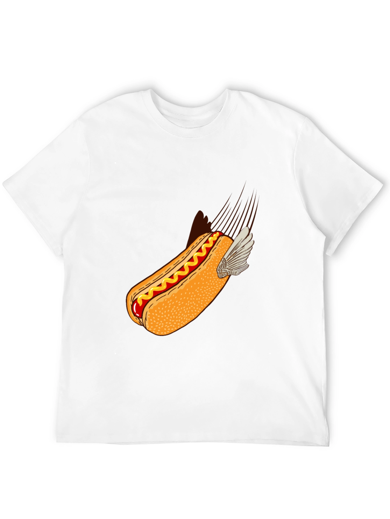 Black Flying Hot Dog Graphic T-Shirt - Novelty Food Tee view 12