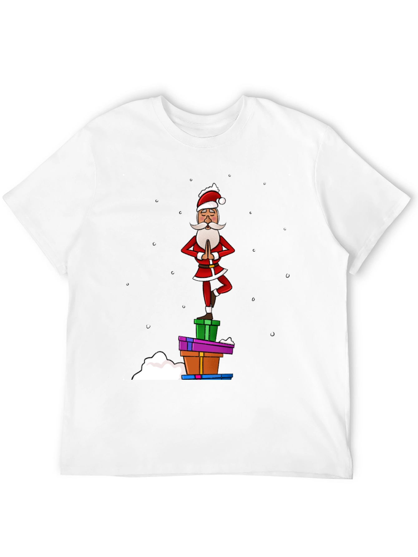 Black Yoga Santa T-Shirt - Festive Holiday Apparel view 12