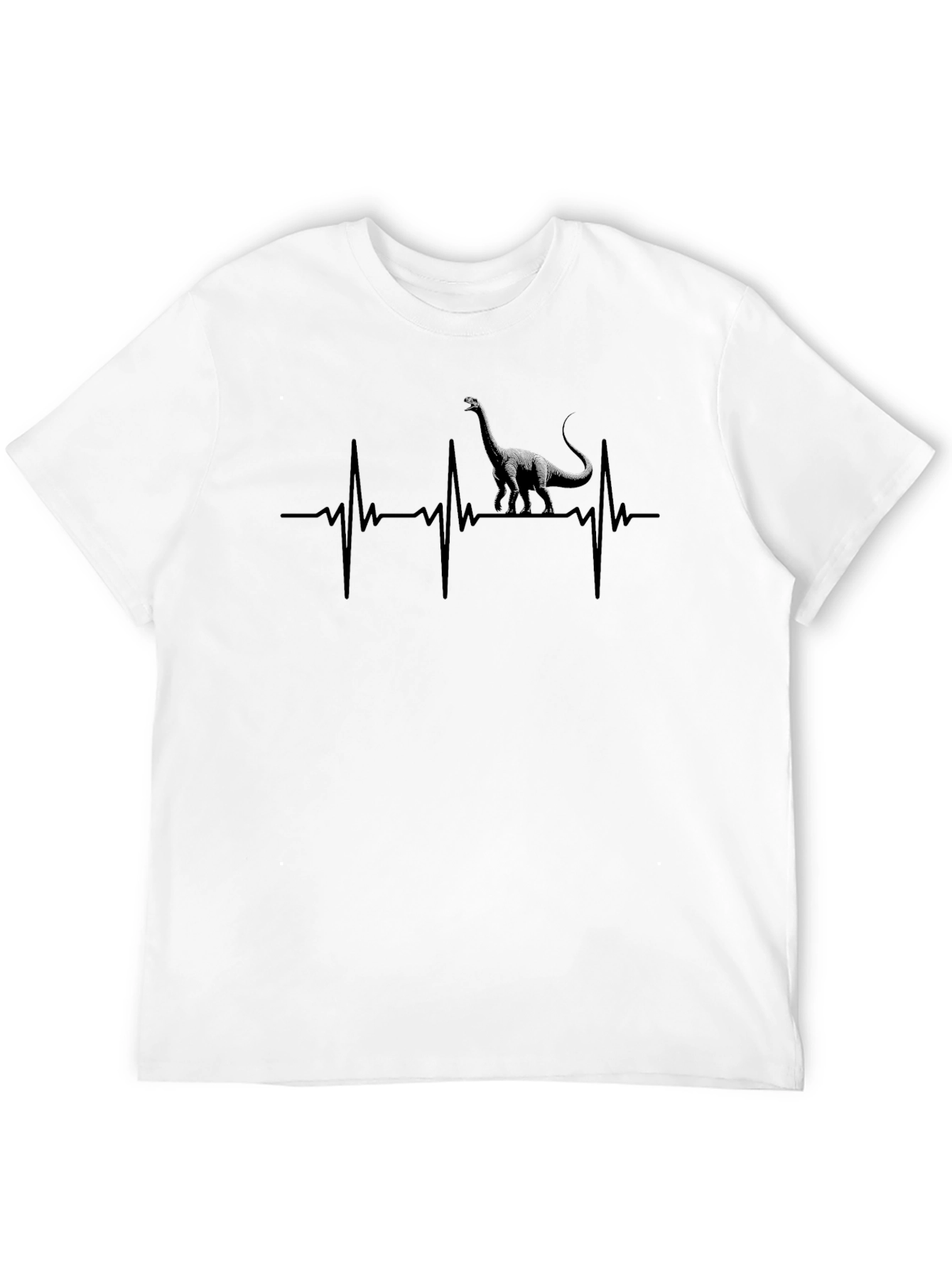 Black Dino Heartbeat Graphic Tee - Black Cotton T-Shirt view 12