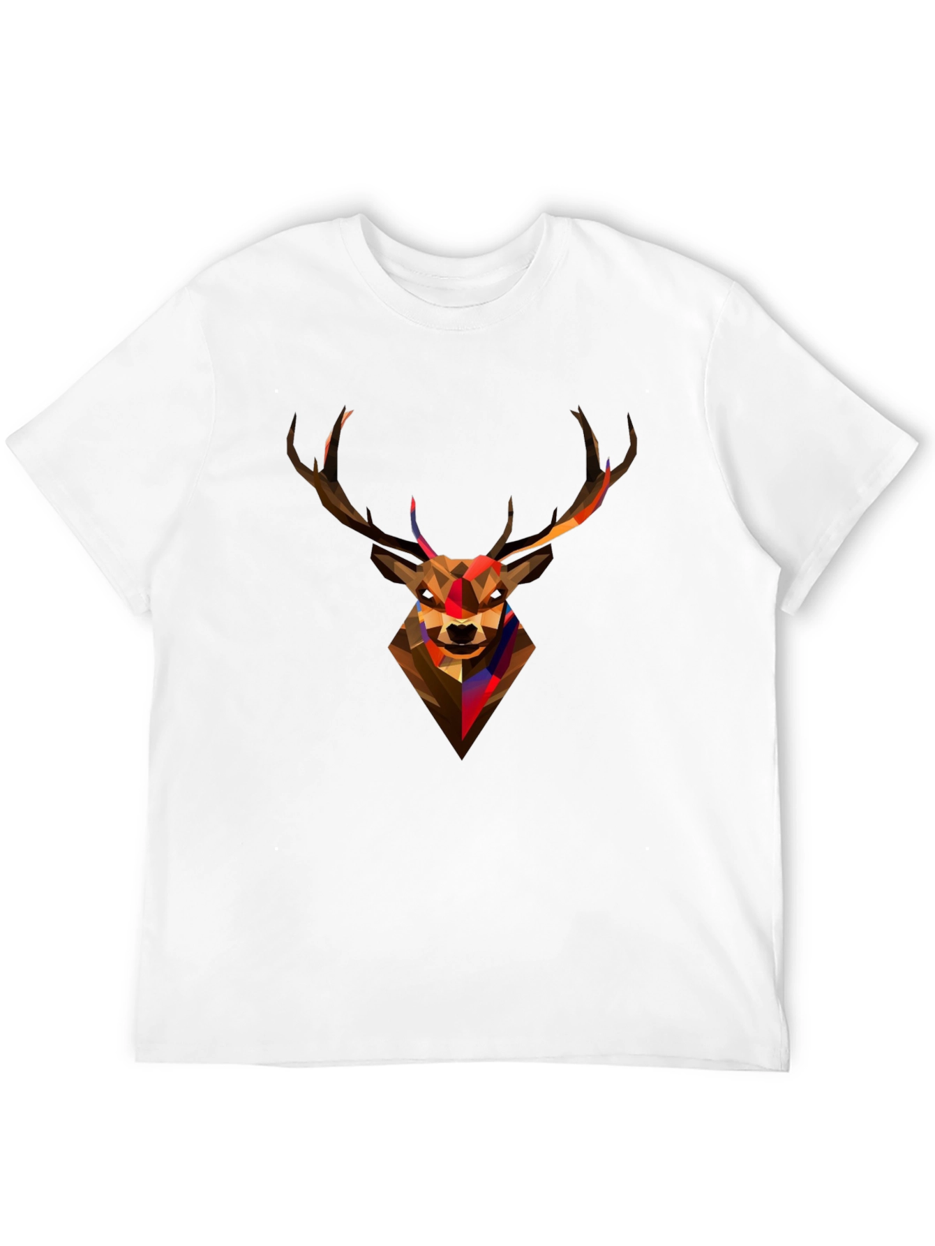 Black Geometric Deer Head Black T-Shirt - Modern Graphic Tee view 12