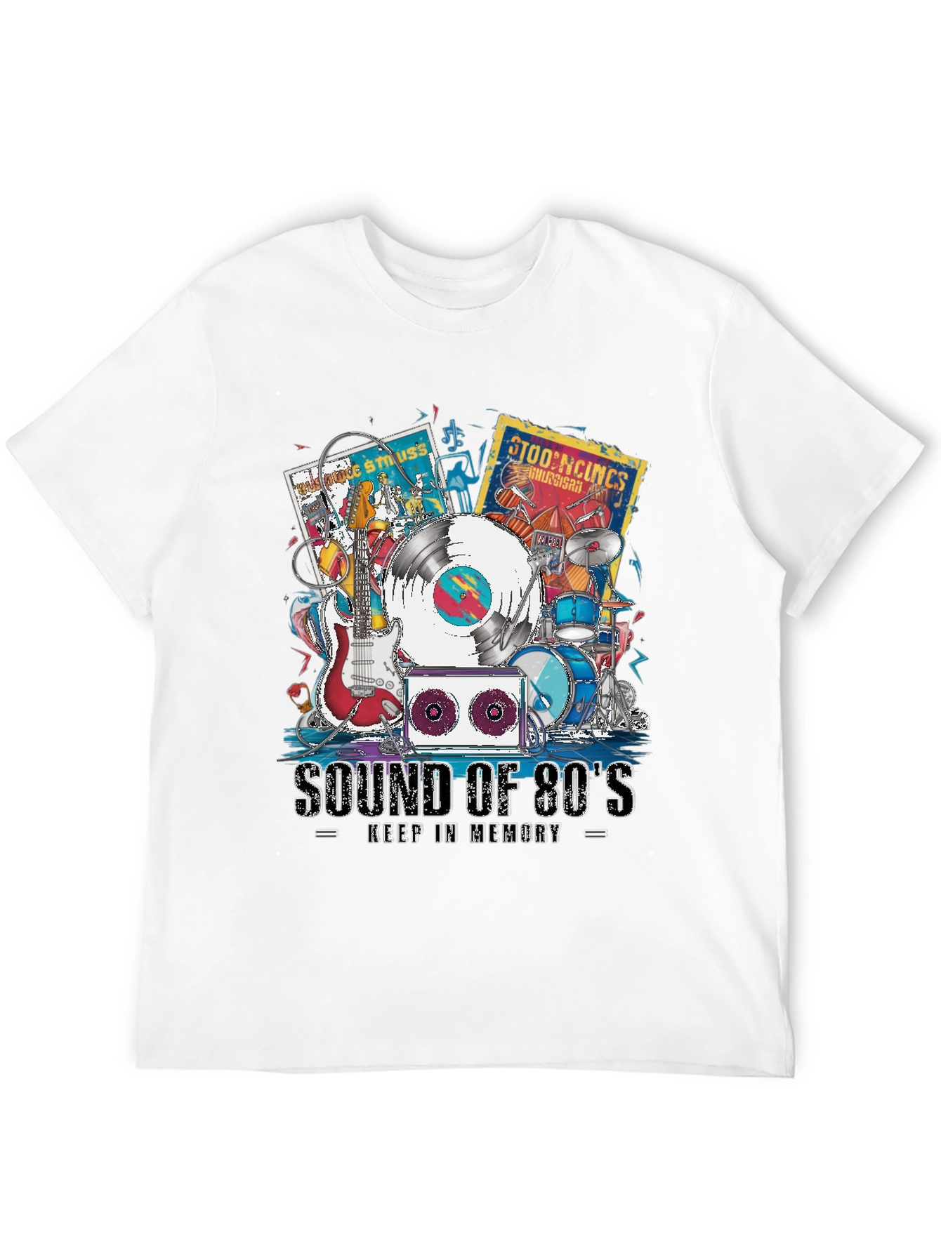 Black Sound of 80's Music T-Shirt view 12