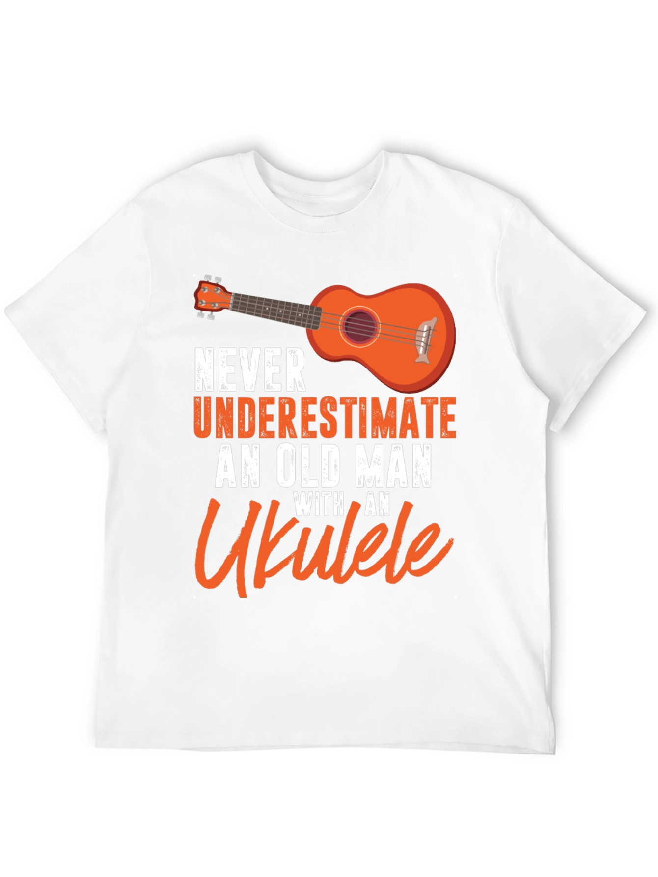 Black Ukulele Old Man T-Shirt - Music Lover Gift view 12