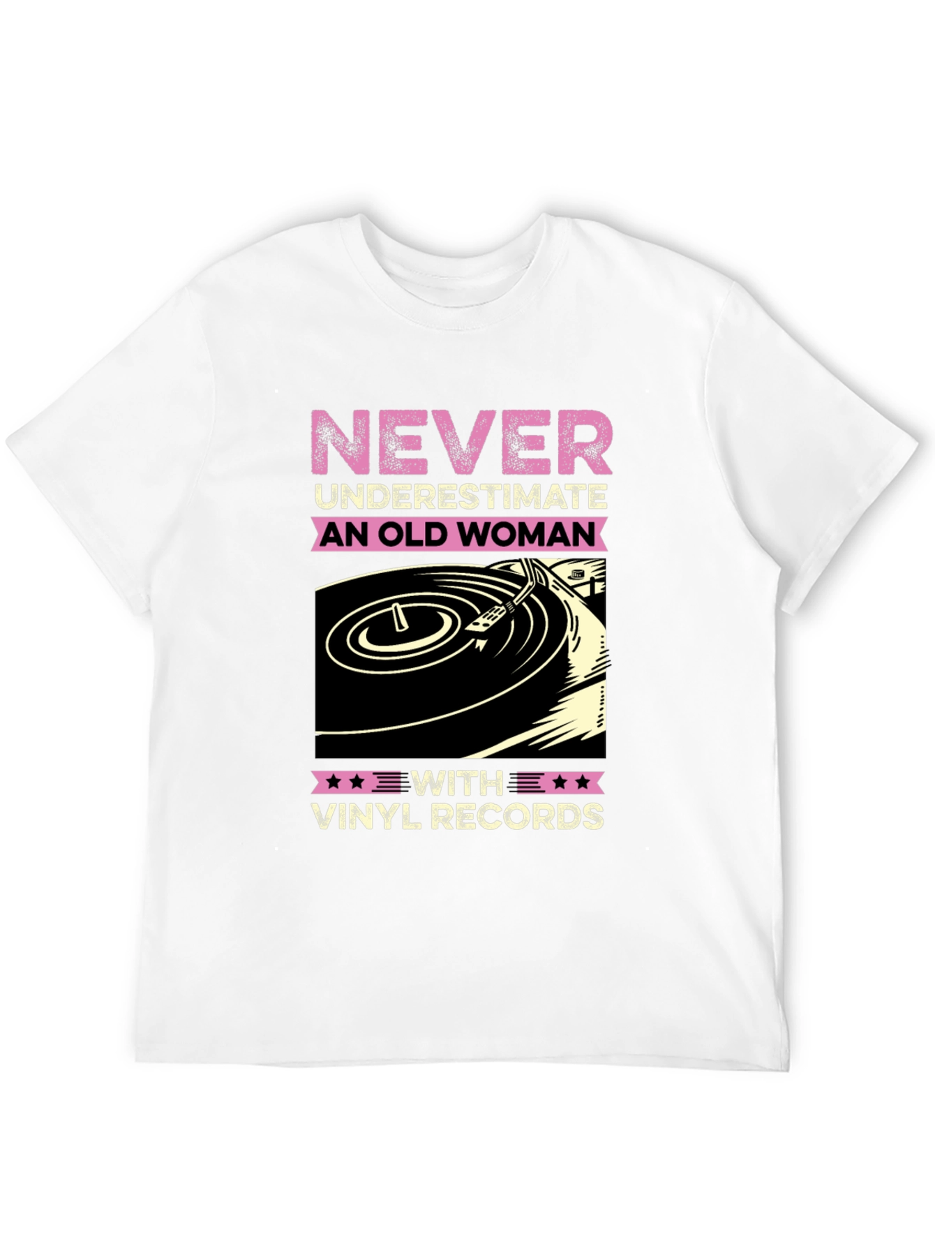 Black Never Underestimate Old Woman Vinyl Records T-Shirt view 12