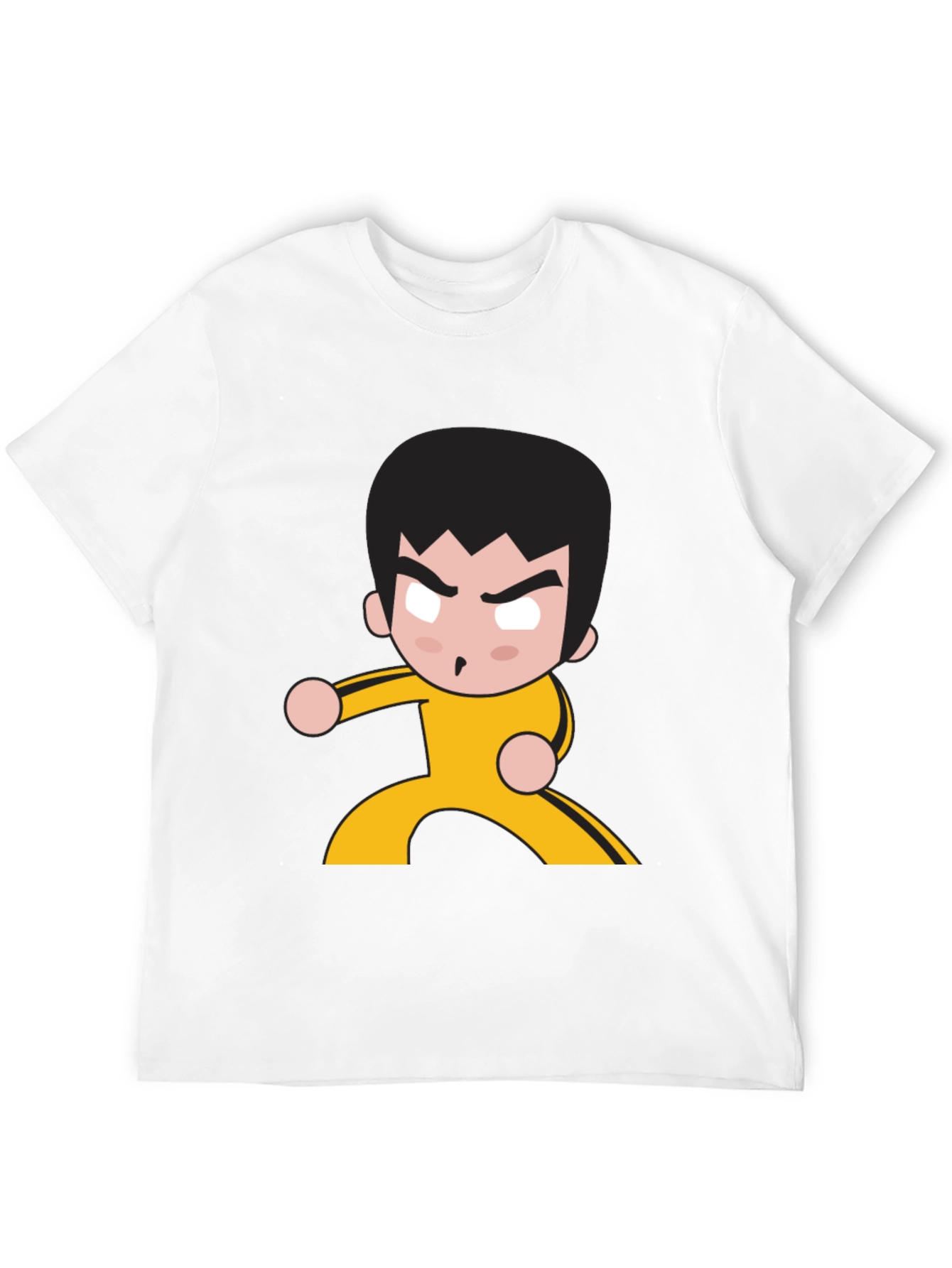 Black Martial Arts Cartoon Graphic Black T-Shirt view 12