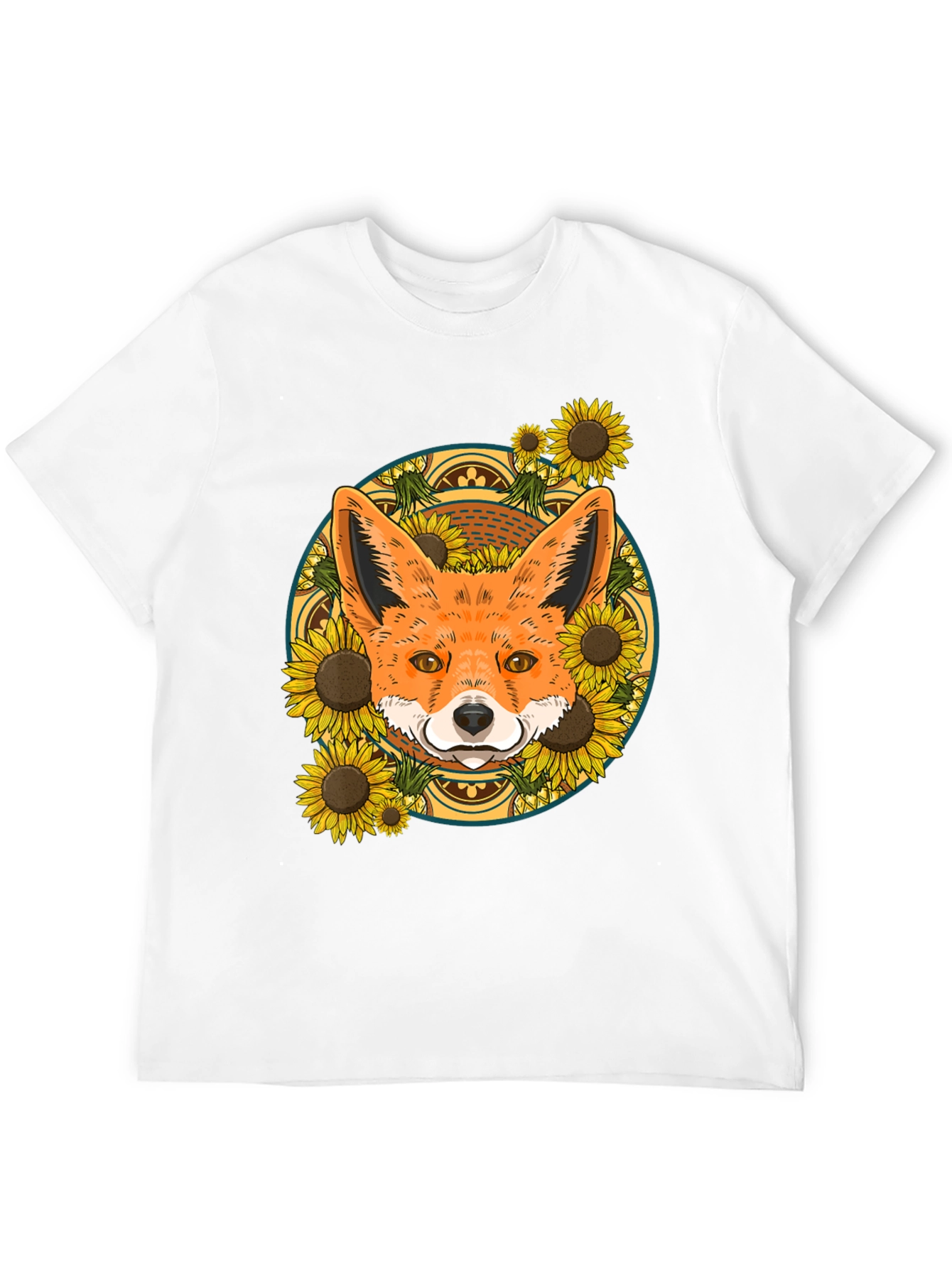 Black Fox & Sunflower Graphic Tee - Nature Lover's T-Shirt view 12