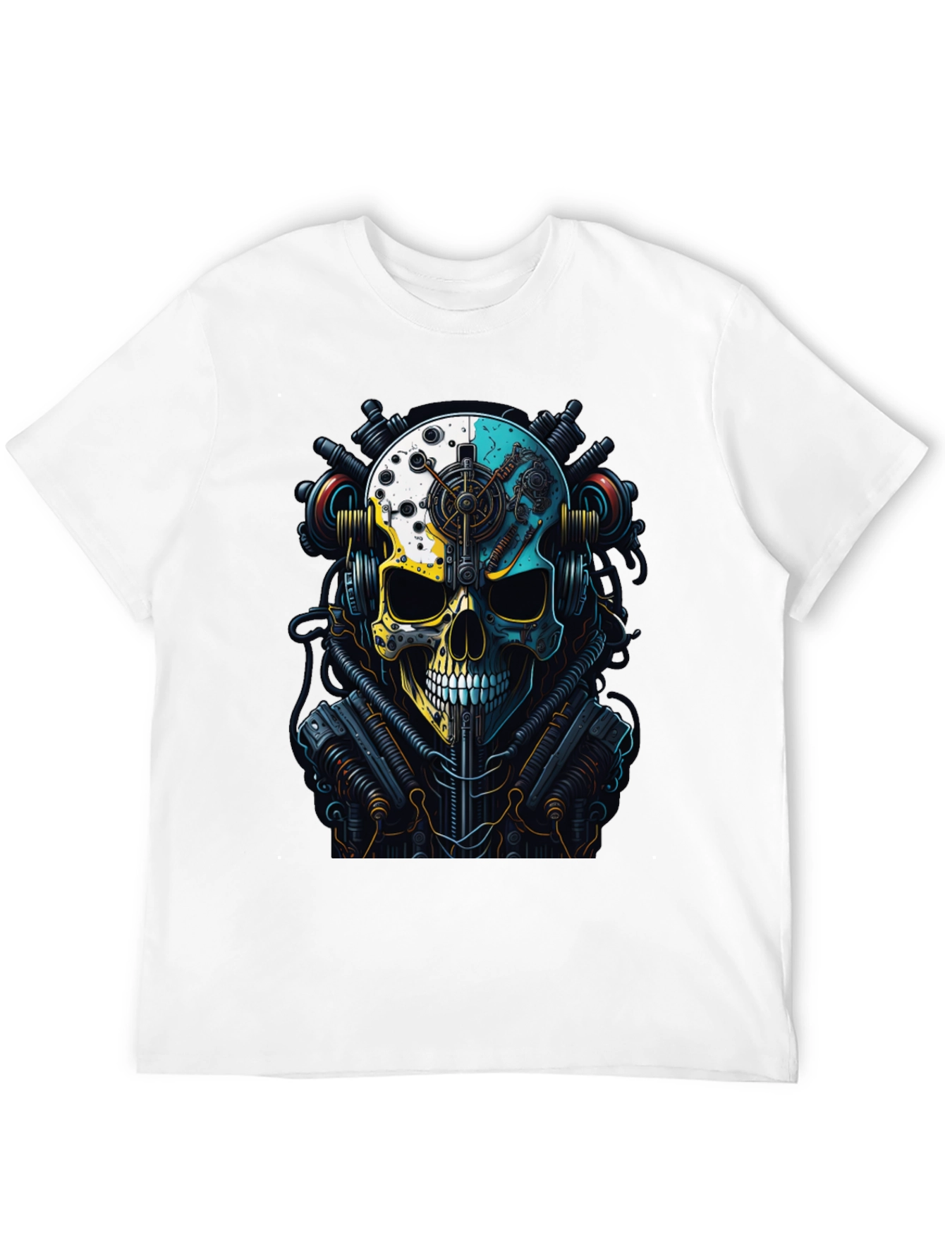 Black Steampunk Skull Graphic T-Shirt view 12
