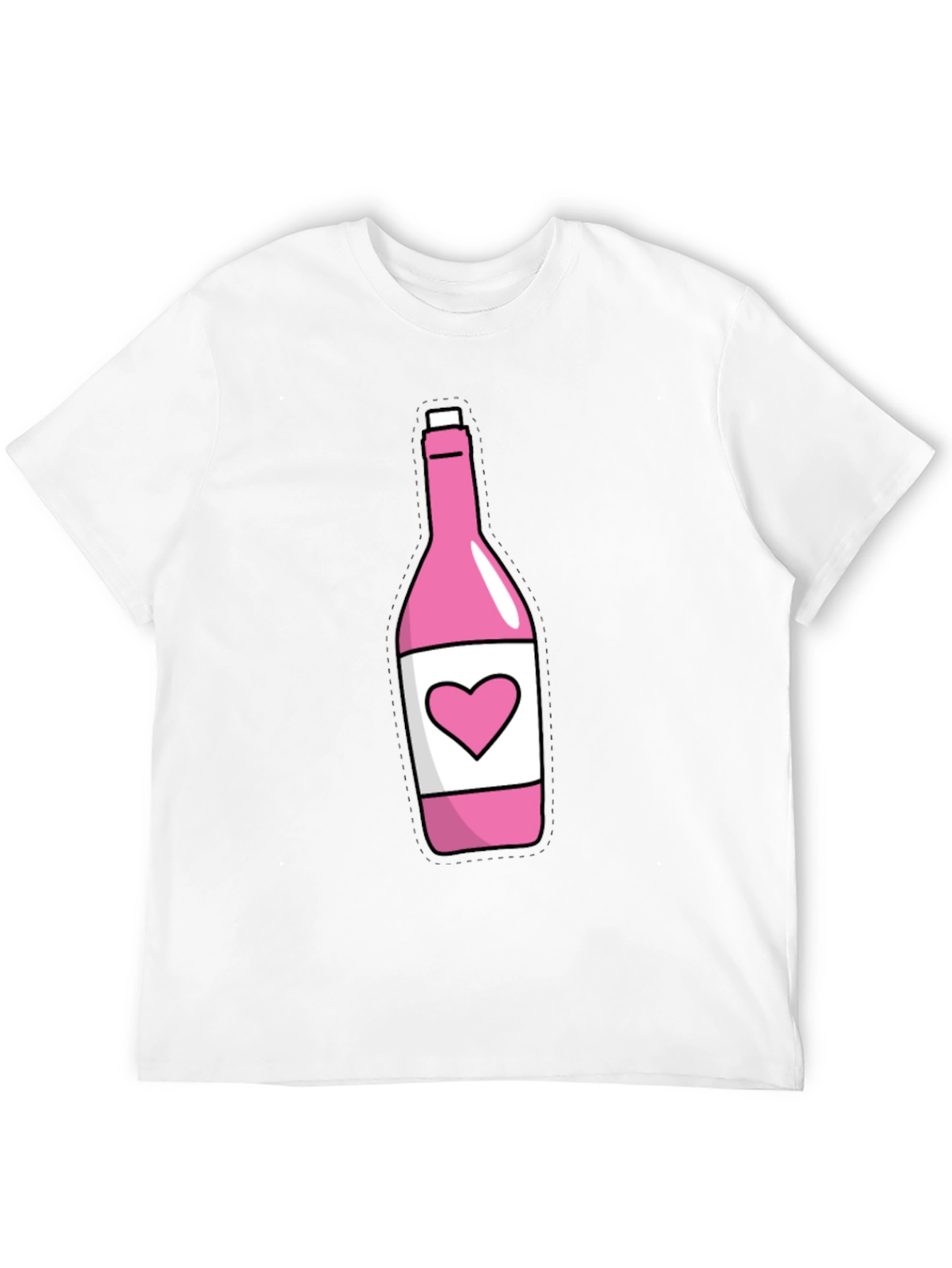Black Pink Heart Bottle T-Shirt - Novelty Graphic Tee view 12