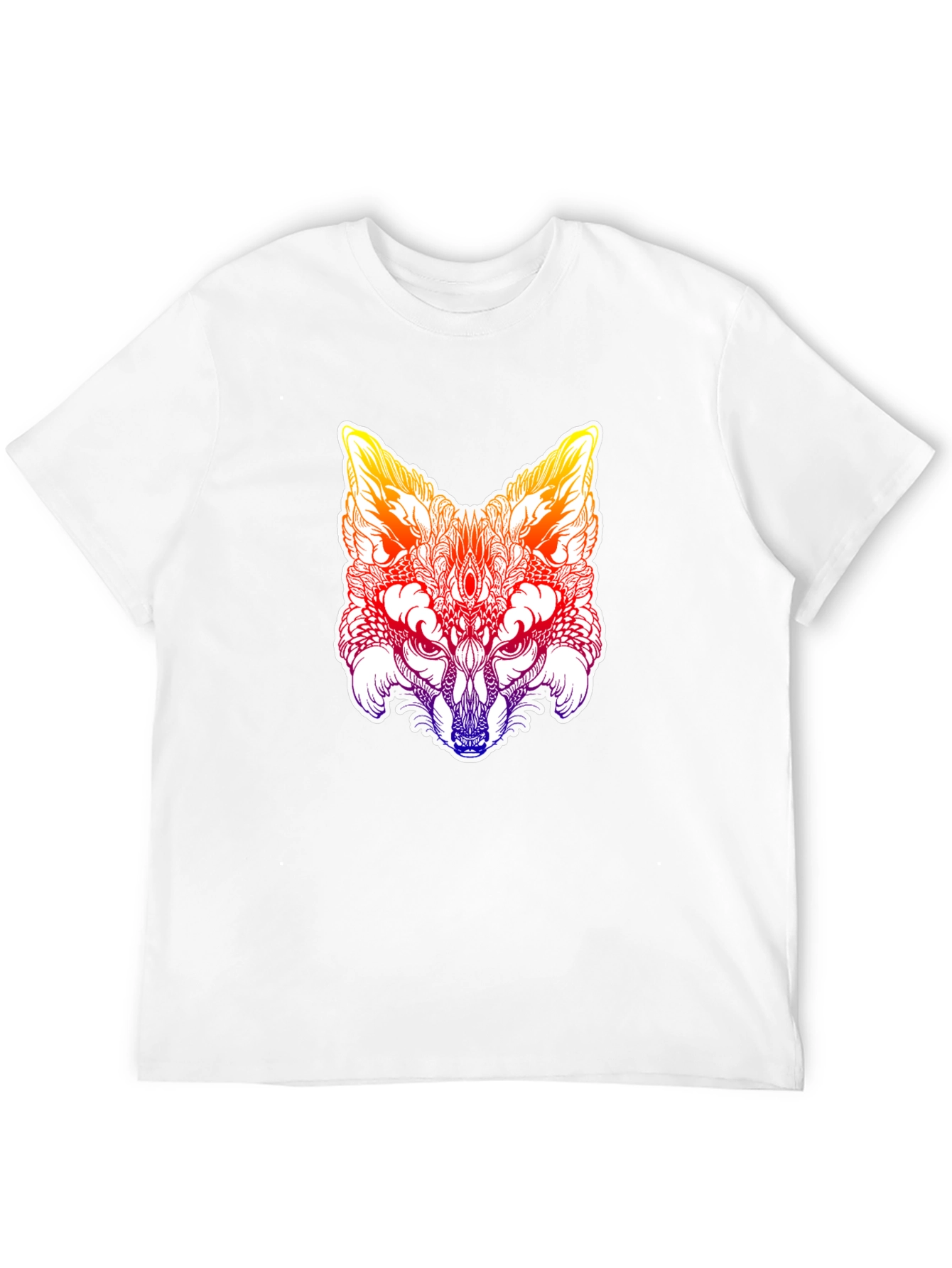 Black Psychedelic Fox Head Graphic Tee - Men's Black T-Shirt view 12