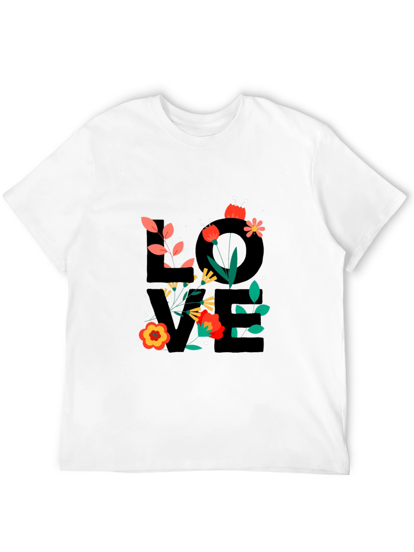 Black Floral LOVE Graphic T-Shirt - Trendy Casual Tee view 12