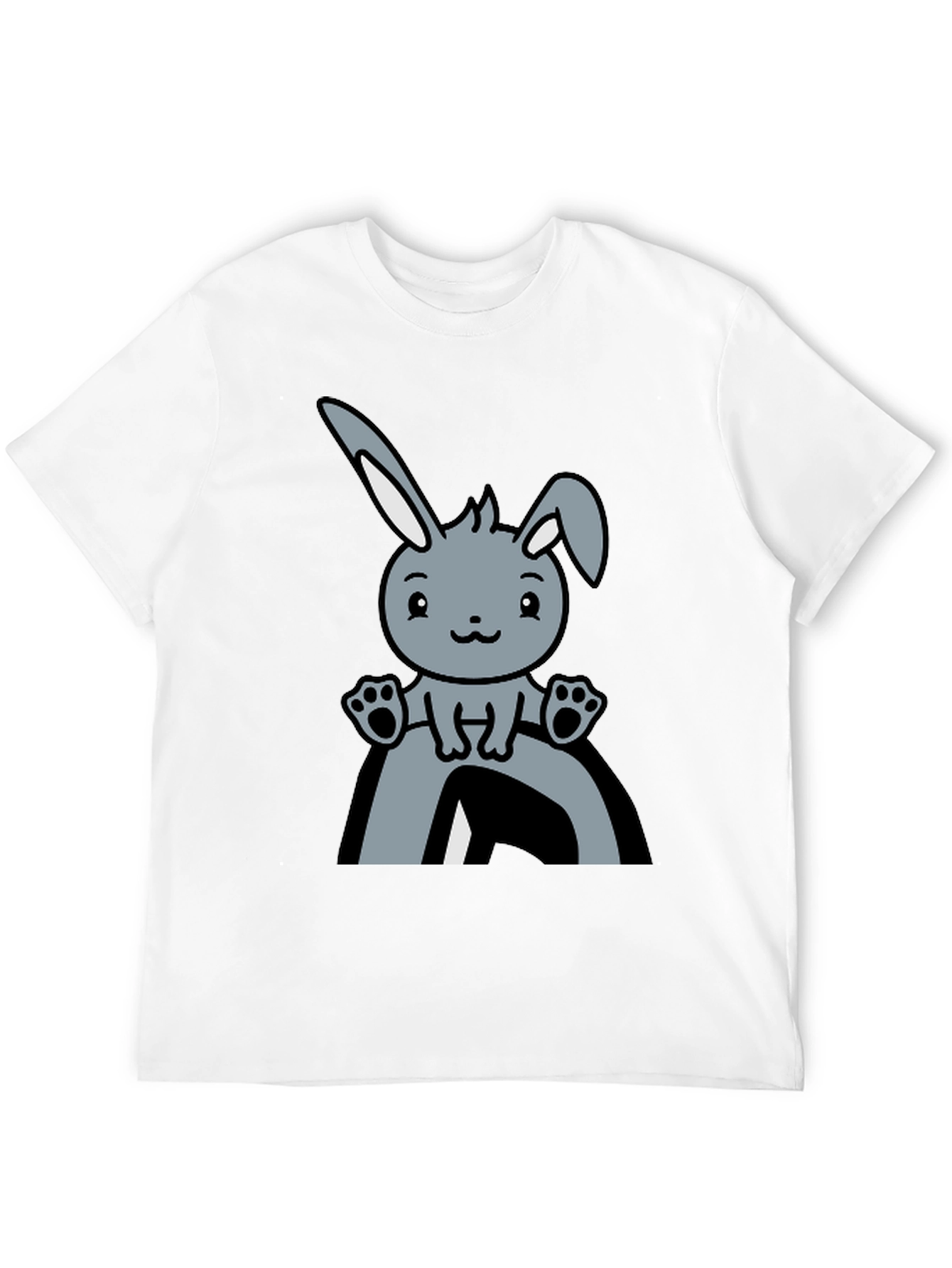 Black Cute Bunny Graphic Tee - Black Cotton Comfort view 12
