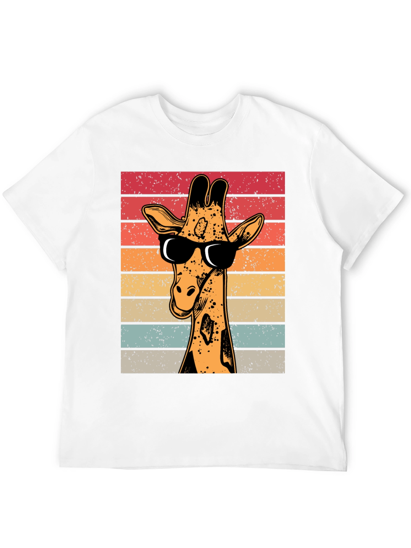 Black Cool Giraffe Retro T-Shirt view 12