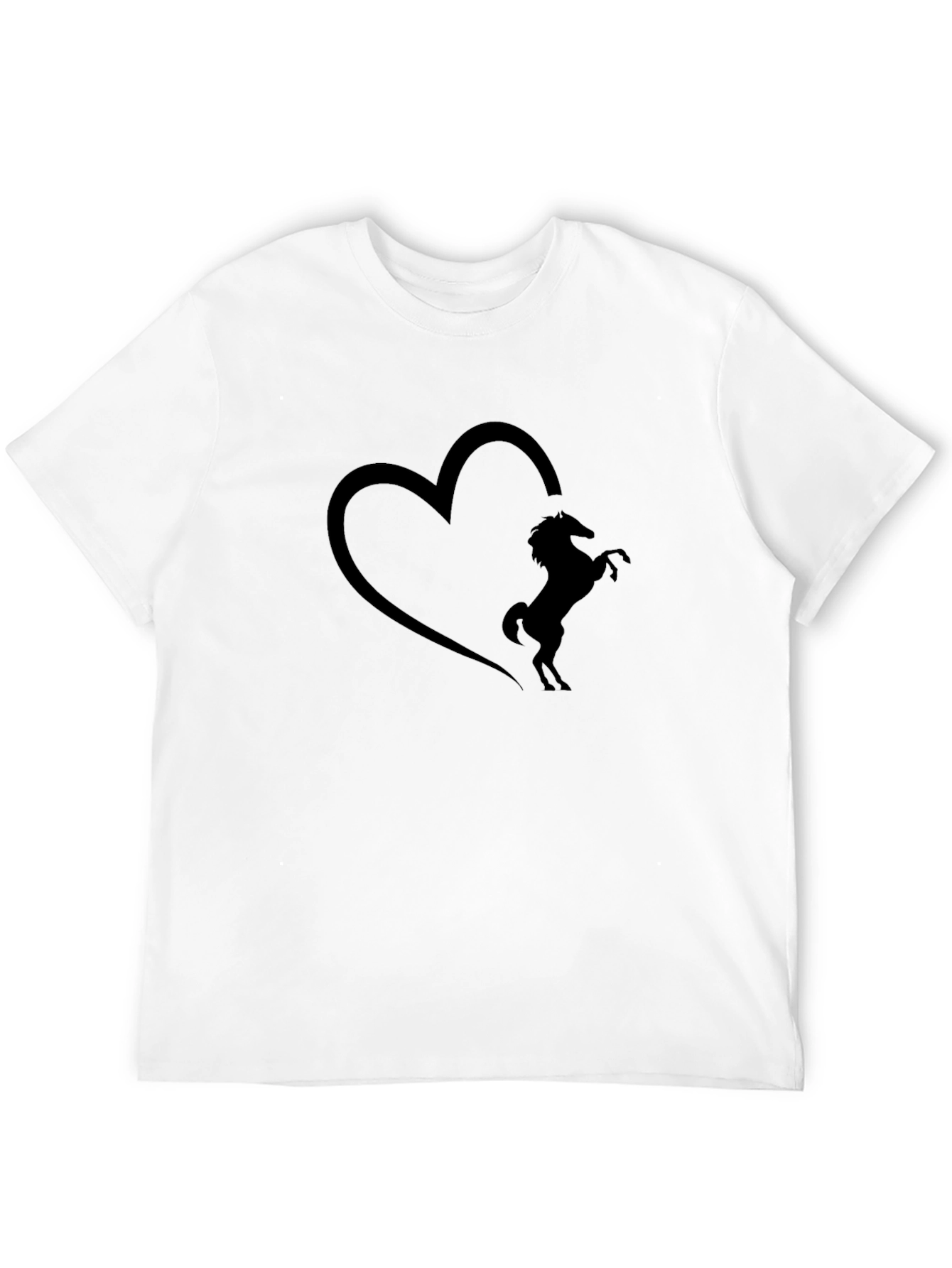 Black Heart Horse Silhouette Black T-Shirt view 12