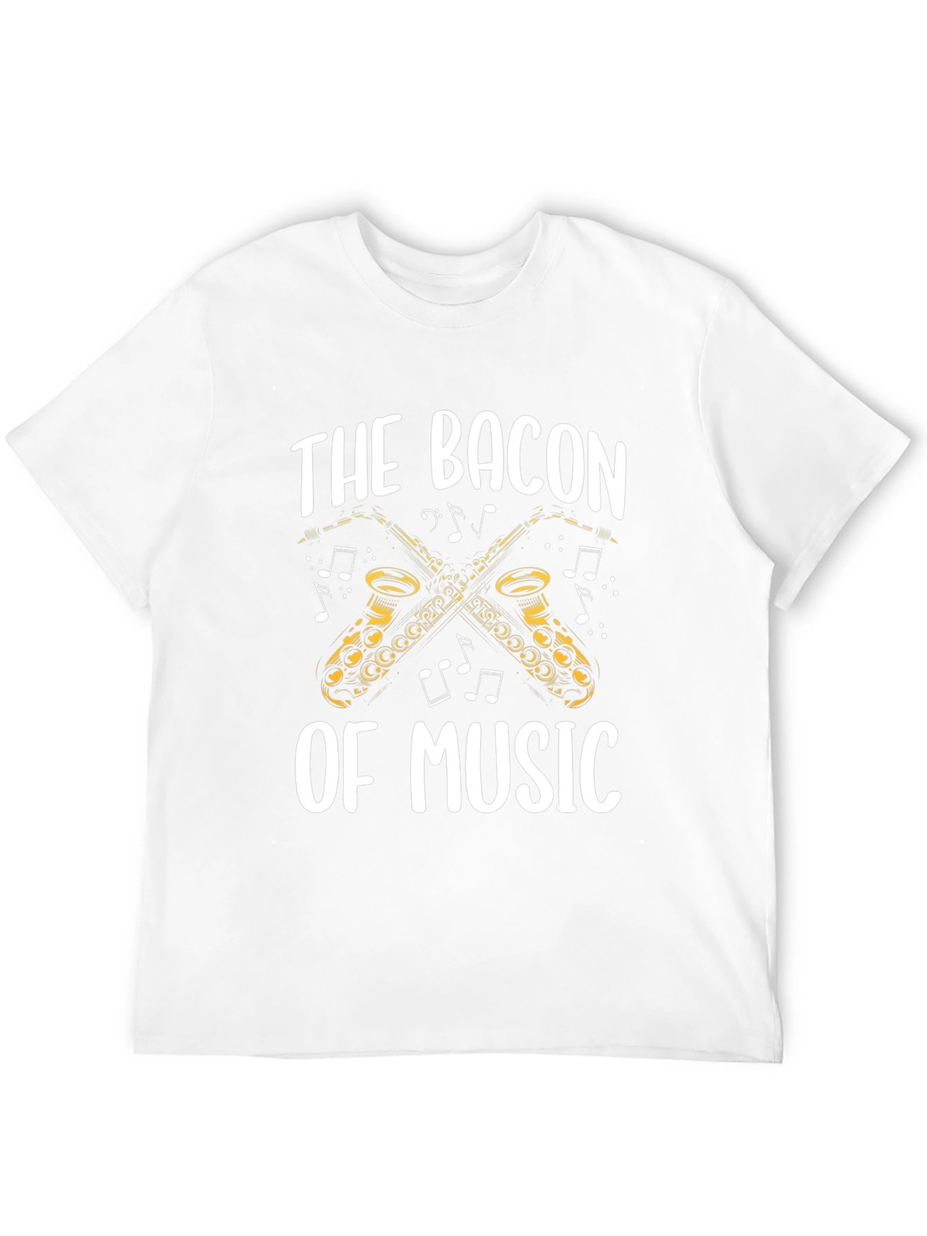 Black Bacon of Music Saxophone T-Shirt - Black Cotton Tee view 12