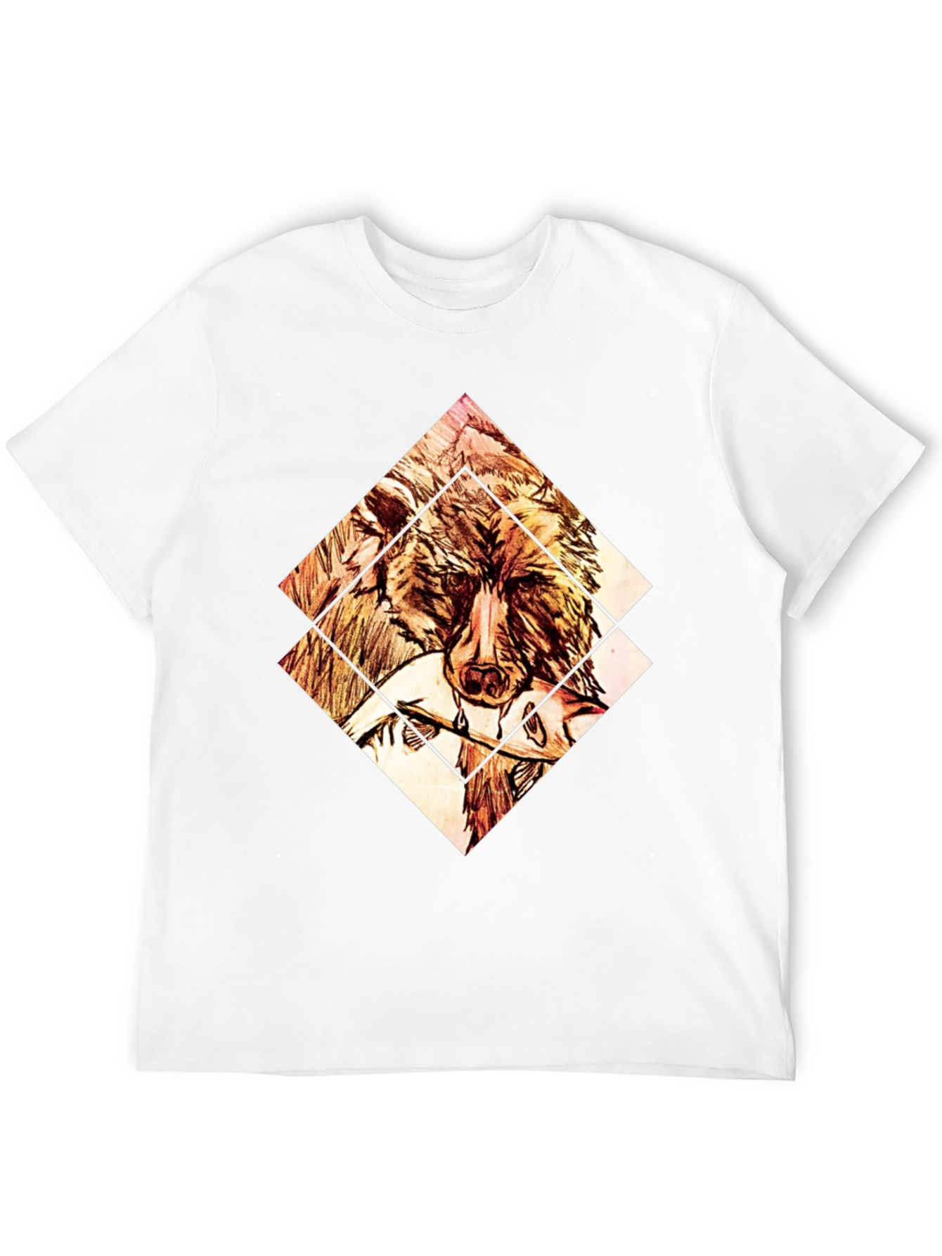 Black Geometric Bear Graphic Tee - Black Cotton view 12